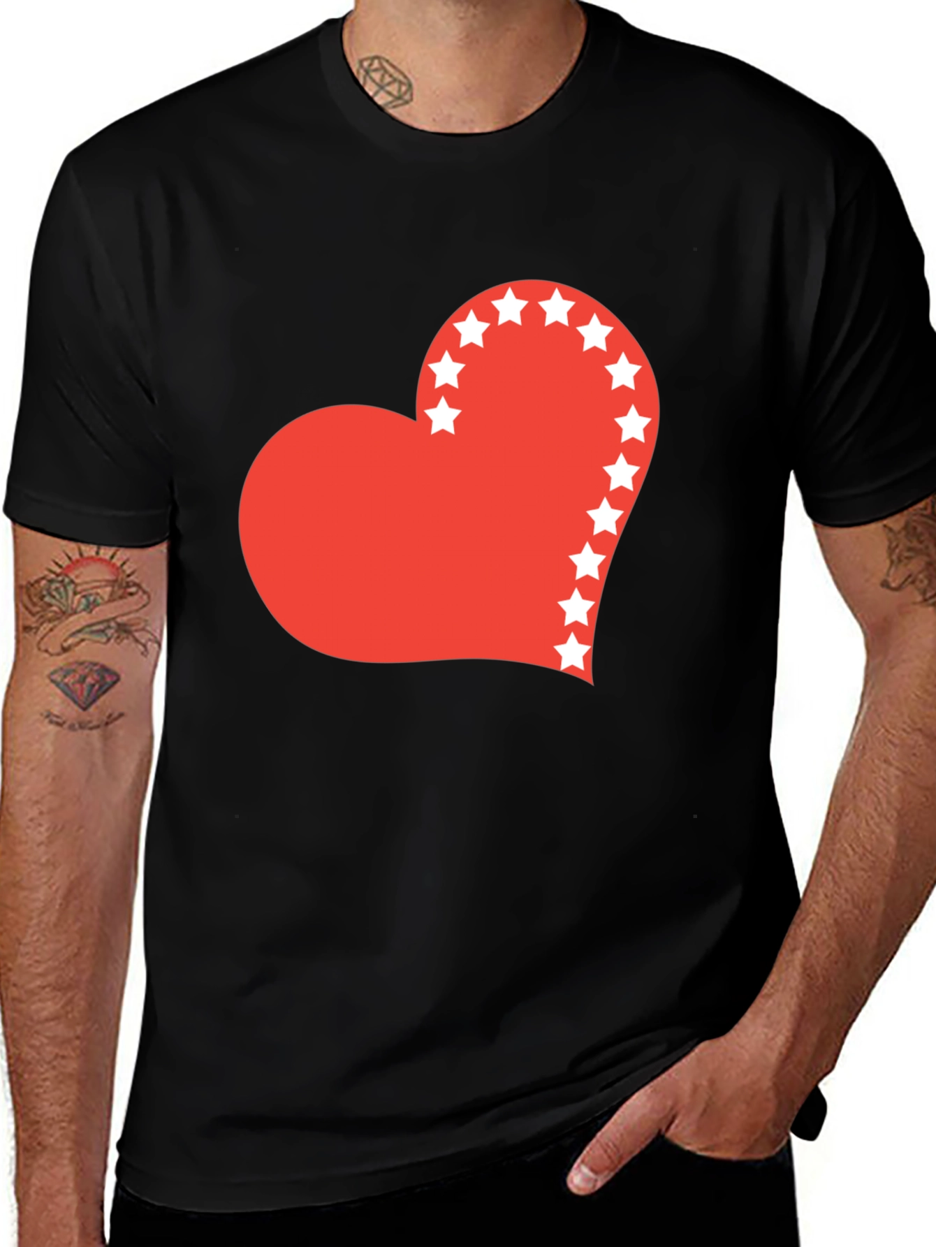 Heart Stars Graphic Tee - Black