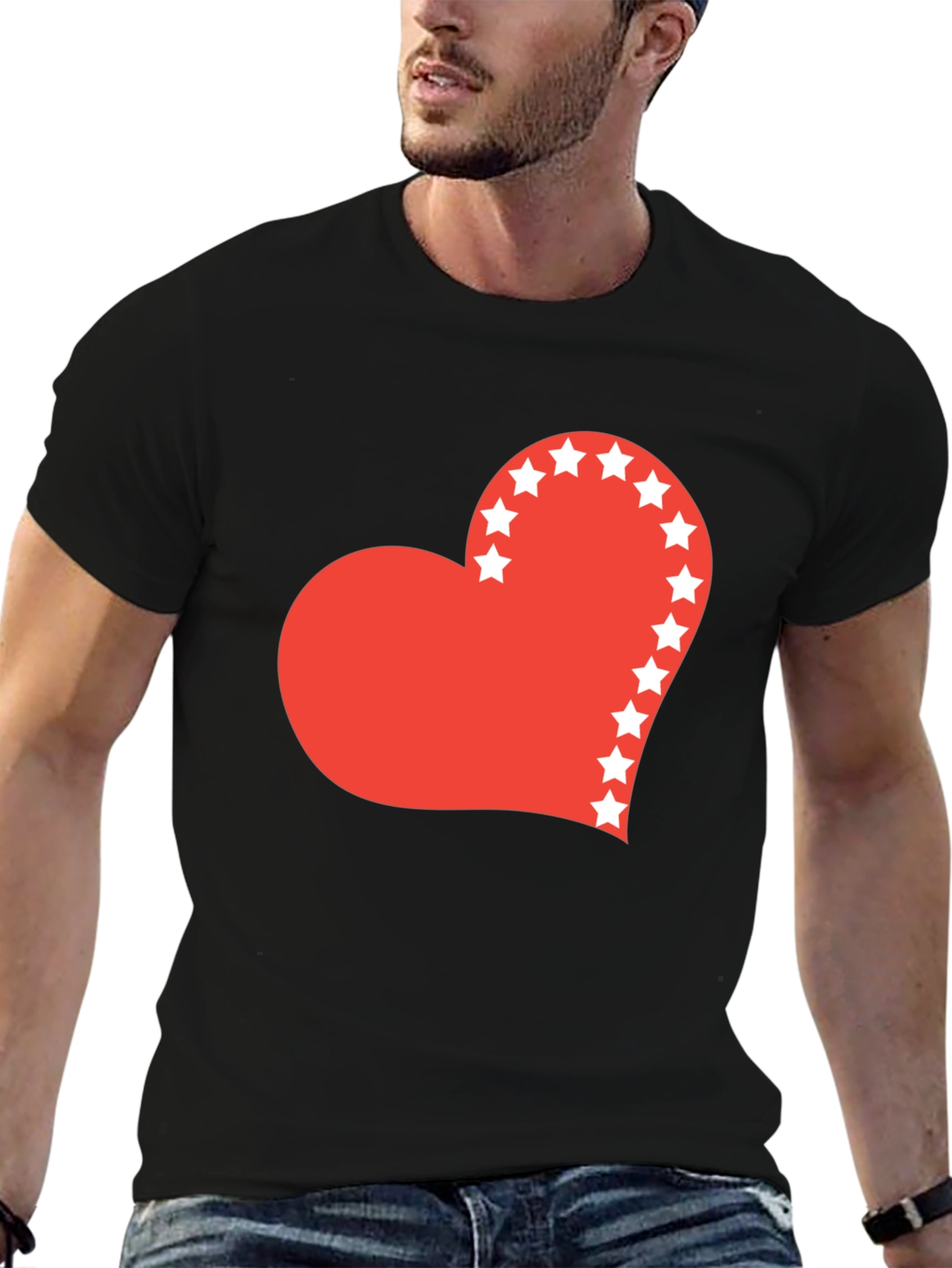 Heart Stars Graphic Tee - Black
