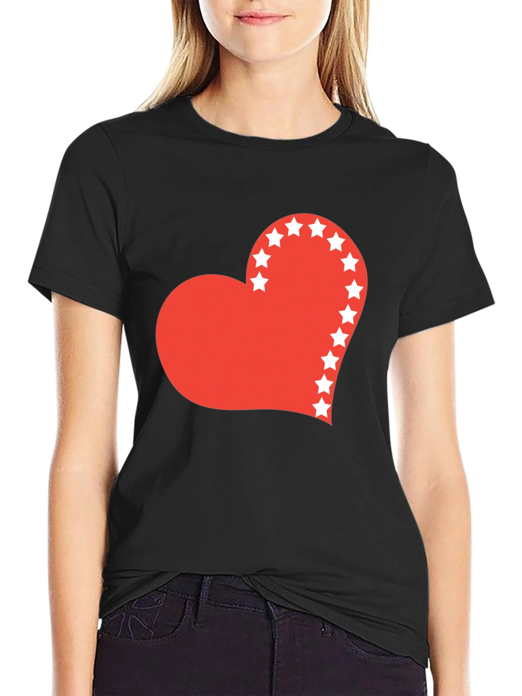Heart Stars Graphic Tee - Black