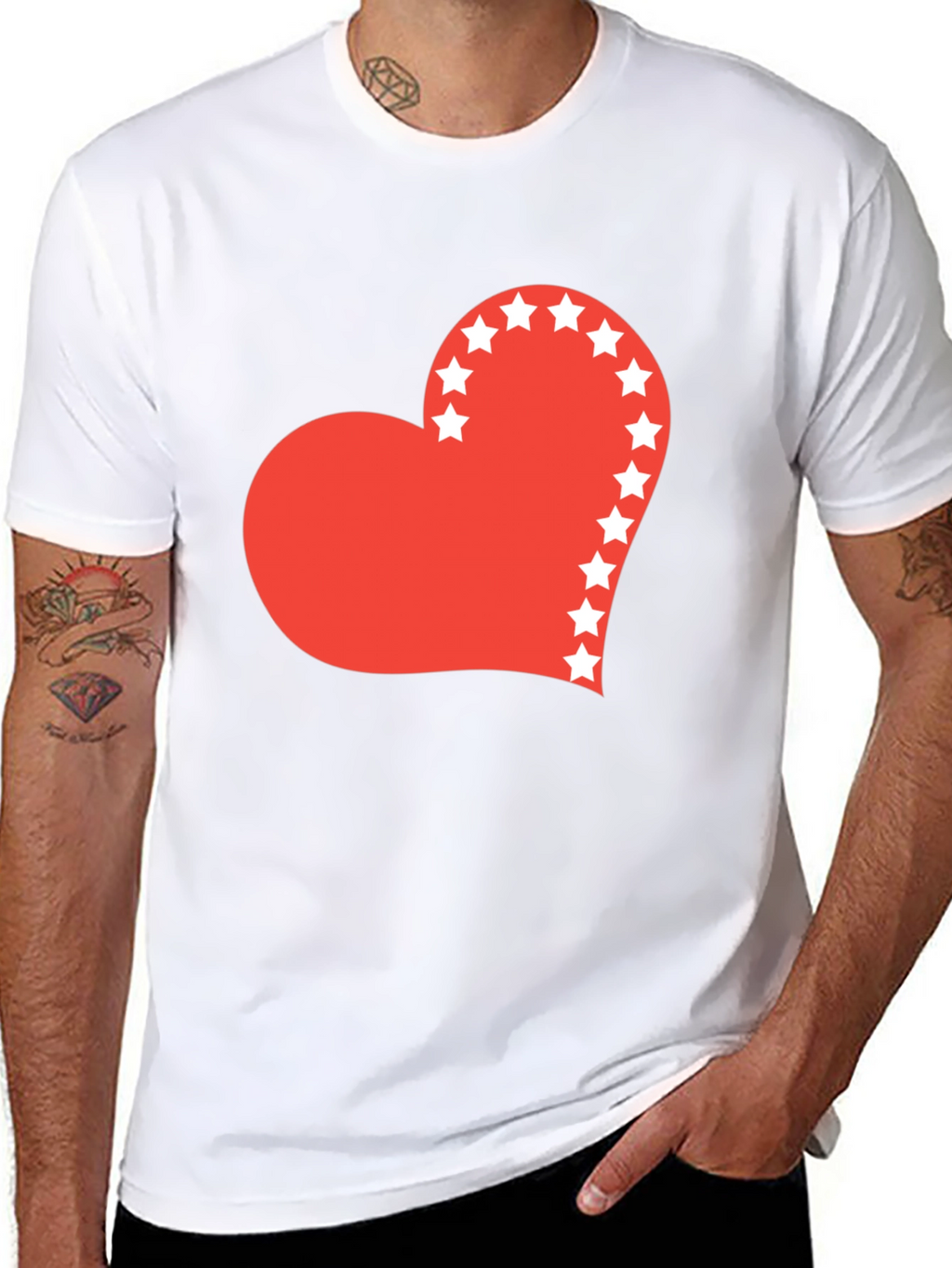 Heart Stars Graphic Tee - Black