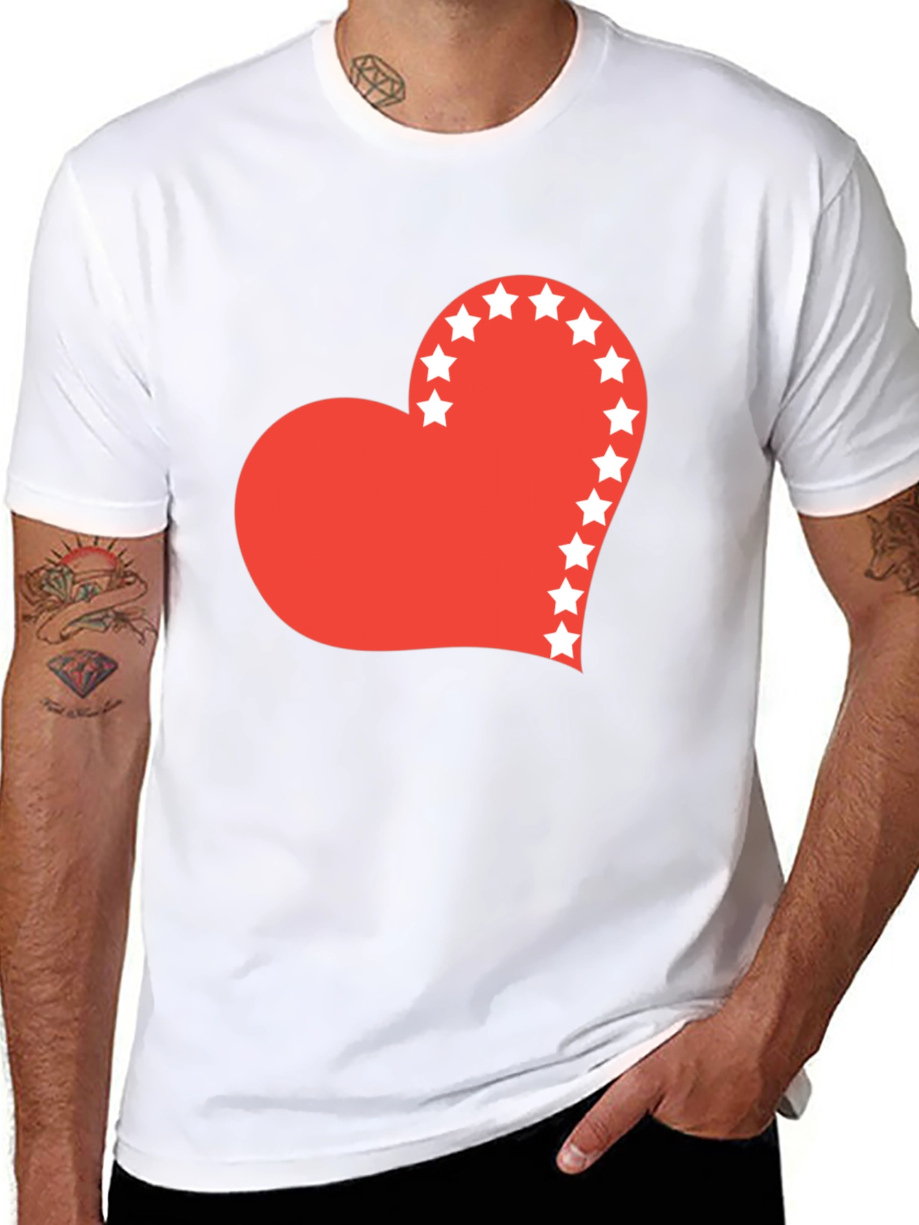 Heart Stars Graphic Tee - Black