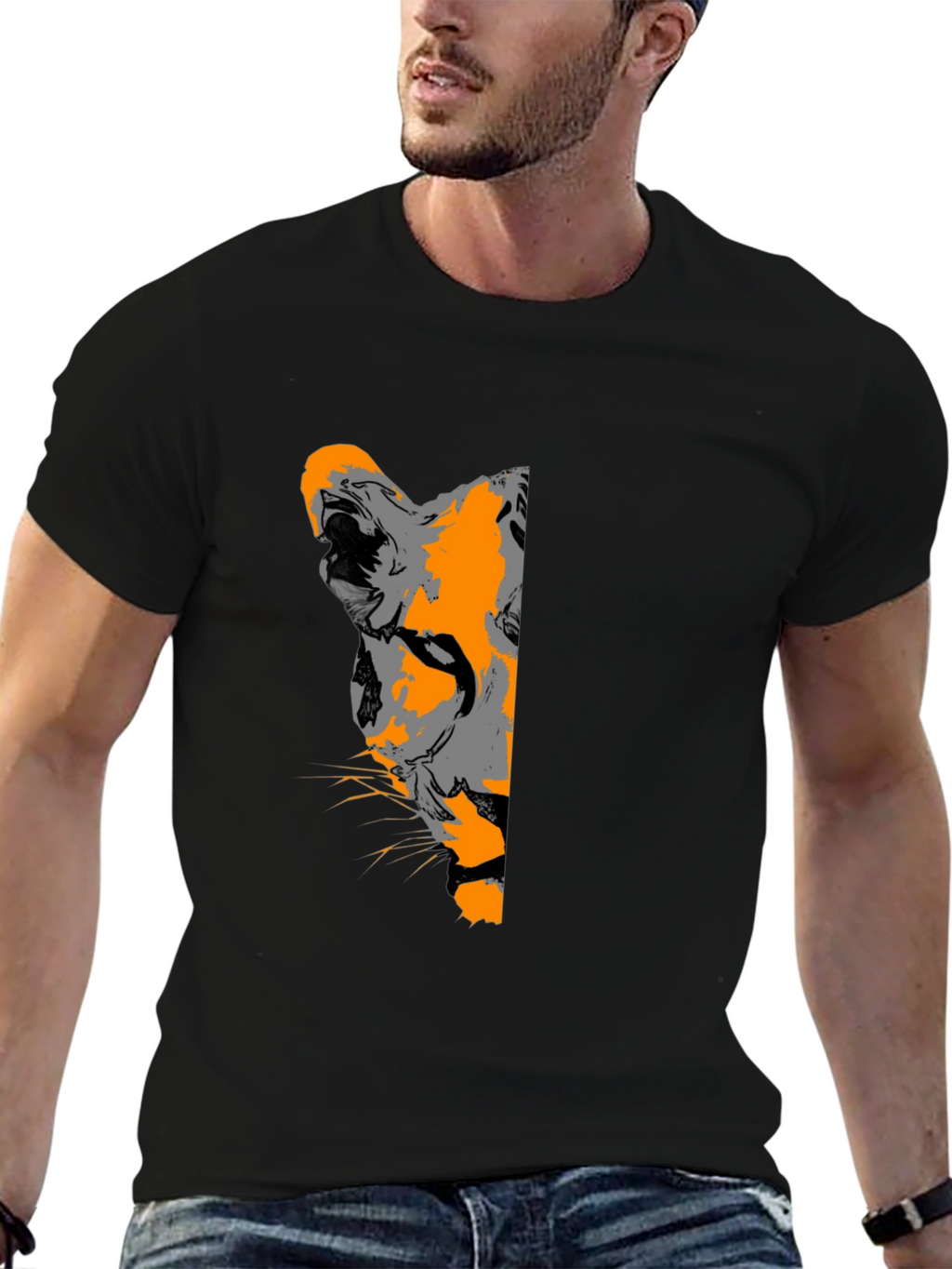 Lion Graphic Black T-Shirt - Bold & Stylish