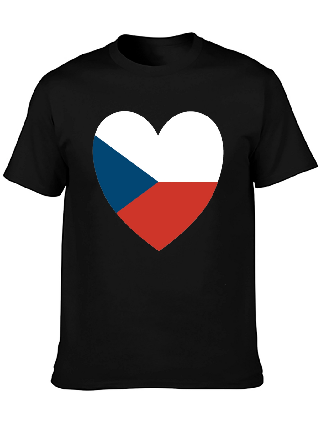Czech Republic Flag Heart T-Shirt - Black