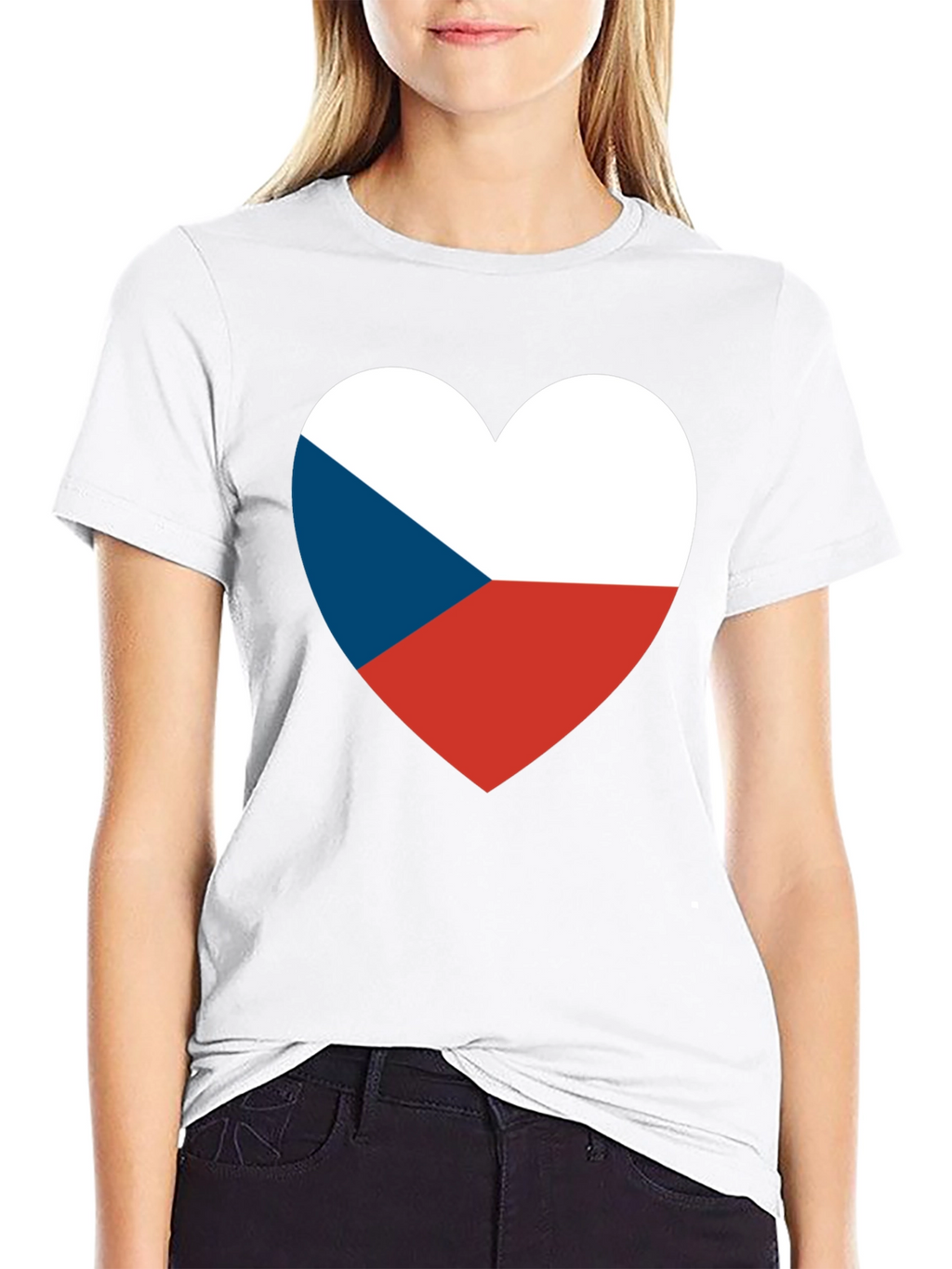 Czech Republic Flag Heart T-Shirt - Black