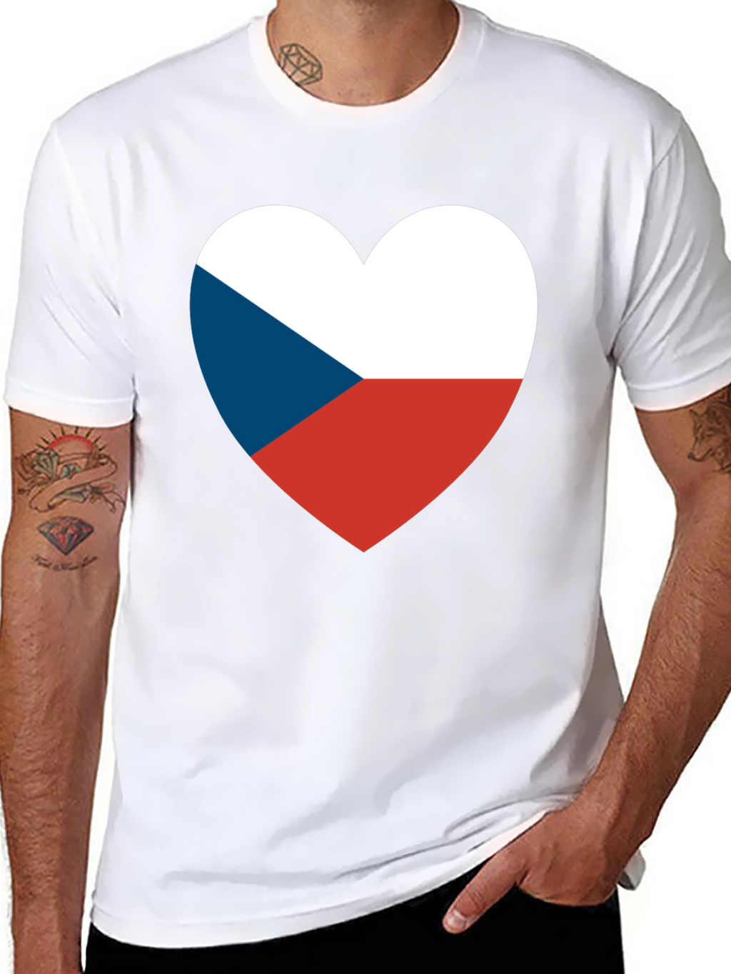 Czech Republic Flag Heart T-Shirt - Black