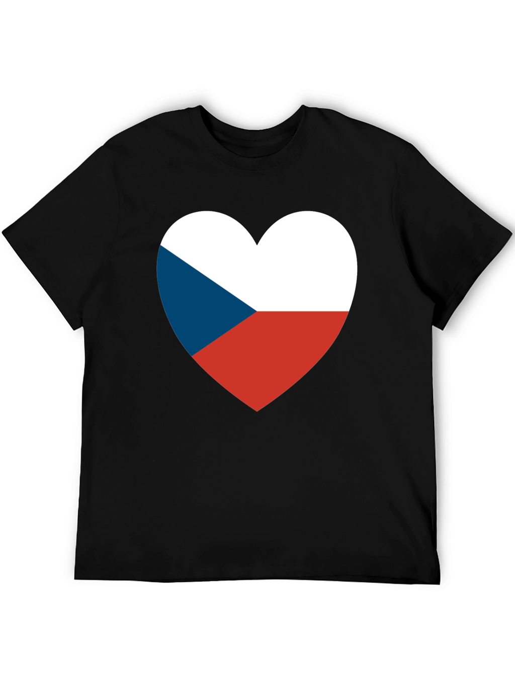 Czech Republic Flag Heart T-Shirt - Black