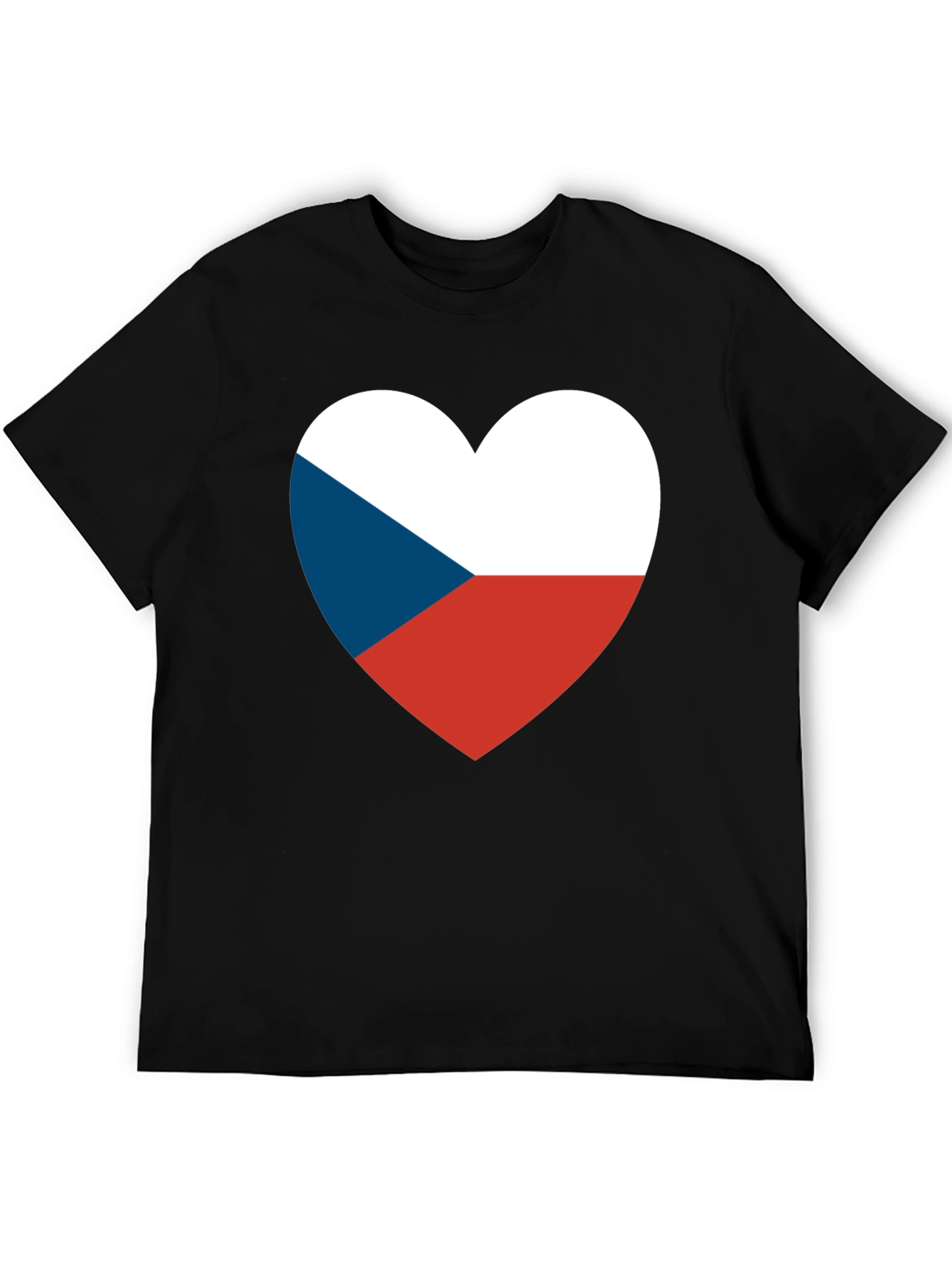 Czech Republic Flag Heart T-Shirt - Black