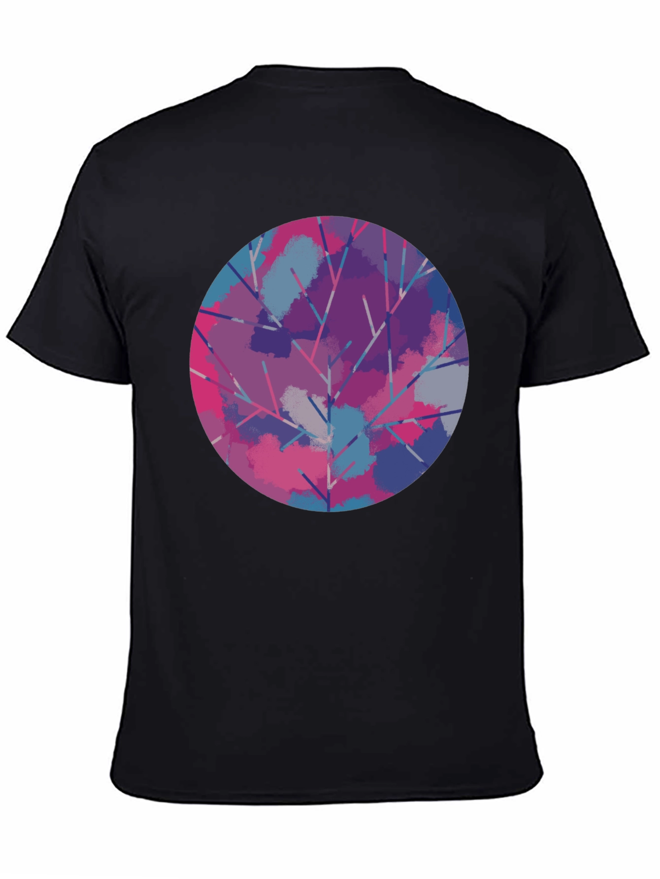 Abstract Tree Circle Graphic Tee - Unisex Black T-Shirt