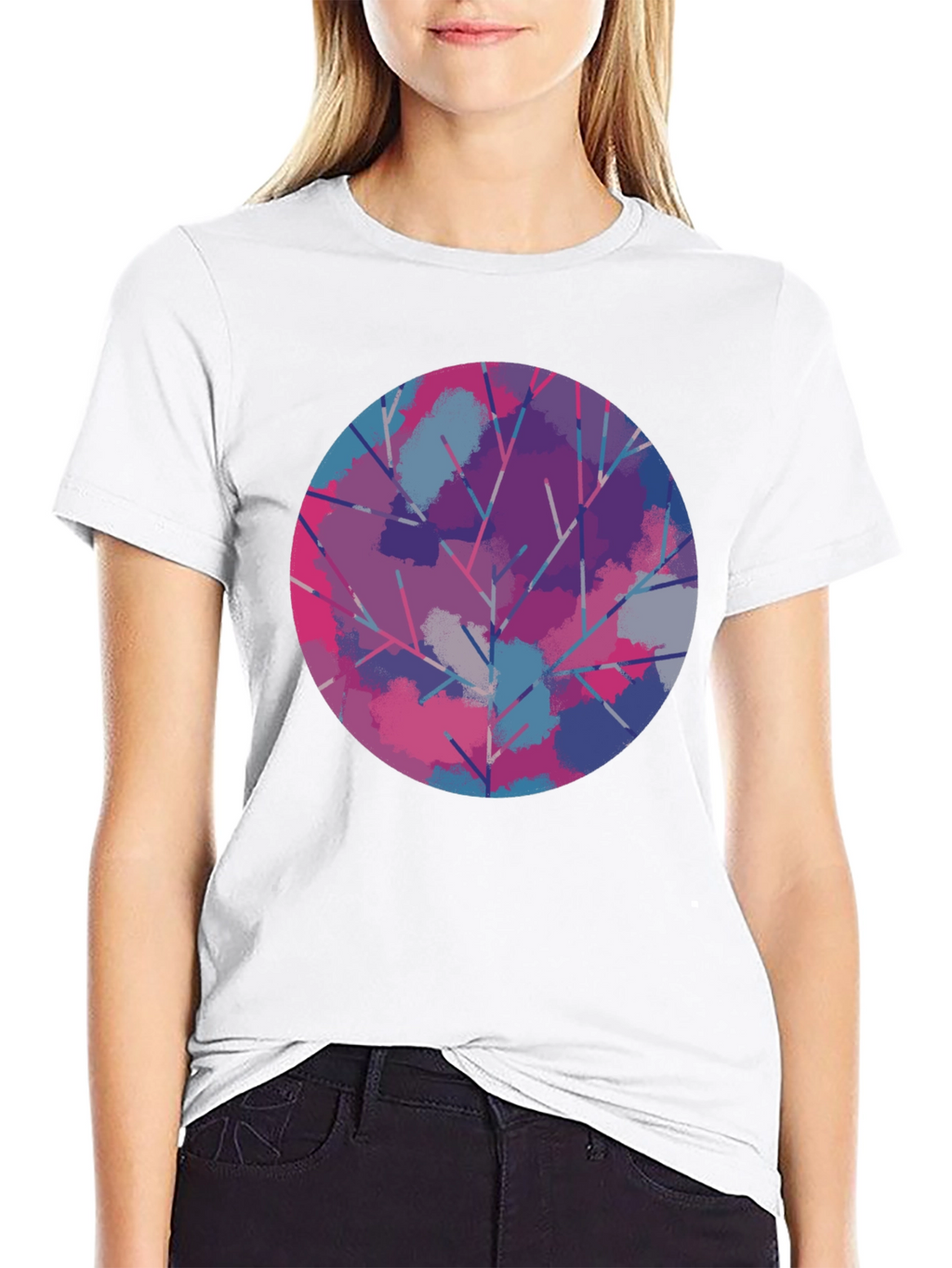 Abstract Tree Circle Graphic Tee - Unisex Black T-Shirt