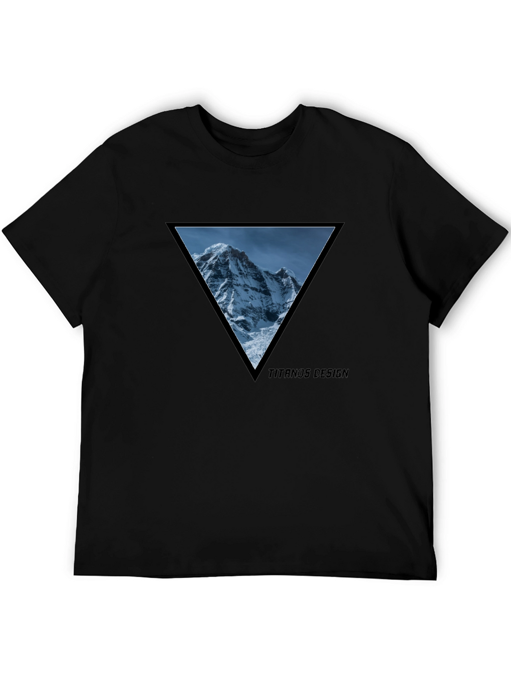 Mountain Peak Triangle Tee - Black Cotton Graphic T-Shirt