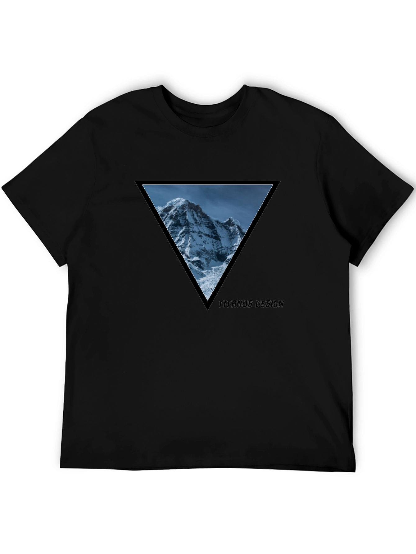 Mountain Peak Triangle Tee - Black Cotton Graphic T-Shirt