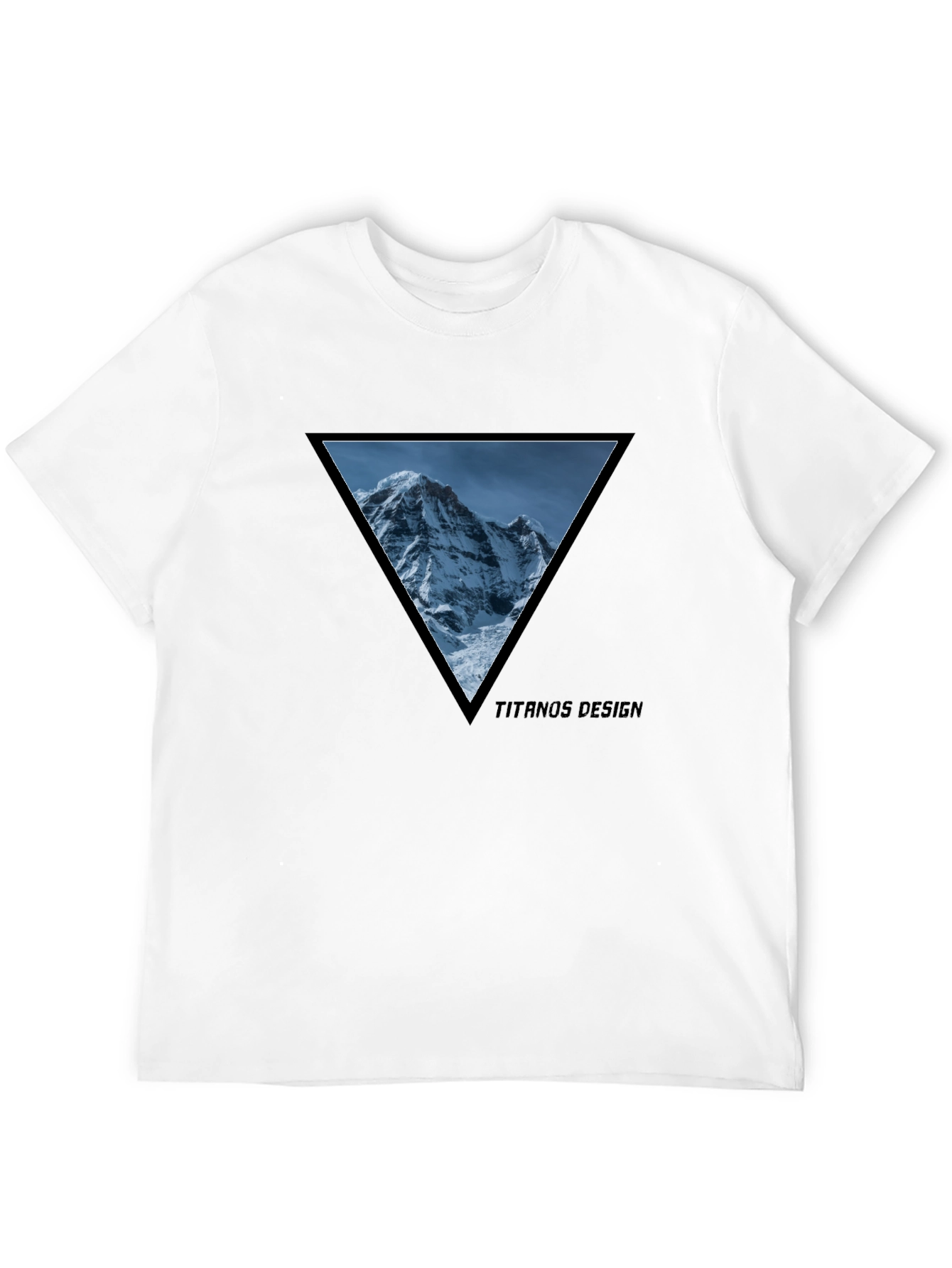 Mountain Peak Triangle Tee - Black Cotton Graphic T-Shirt
