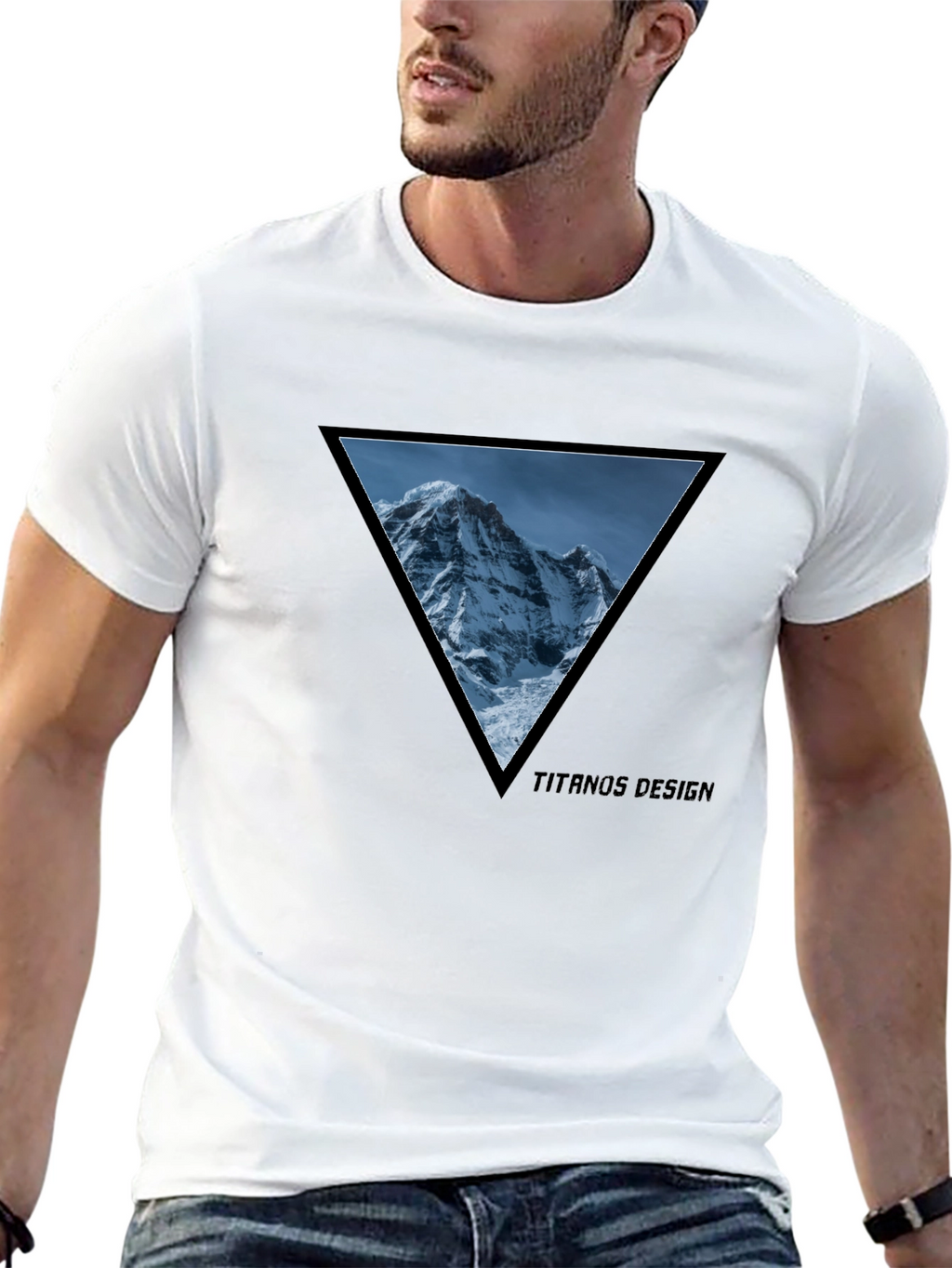 Mountain Peak Triangle Tee - Black Cotton Graphic T-Shirt