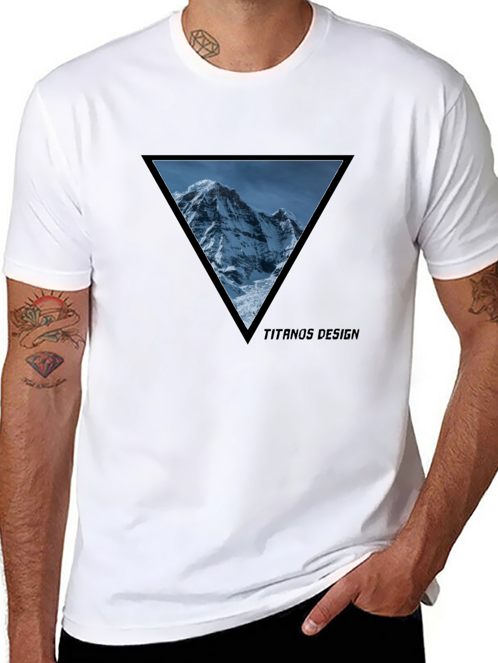 Mountain Peak Triangle Tee - Black Cotton Graphic T-Shirt