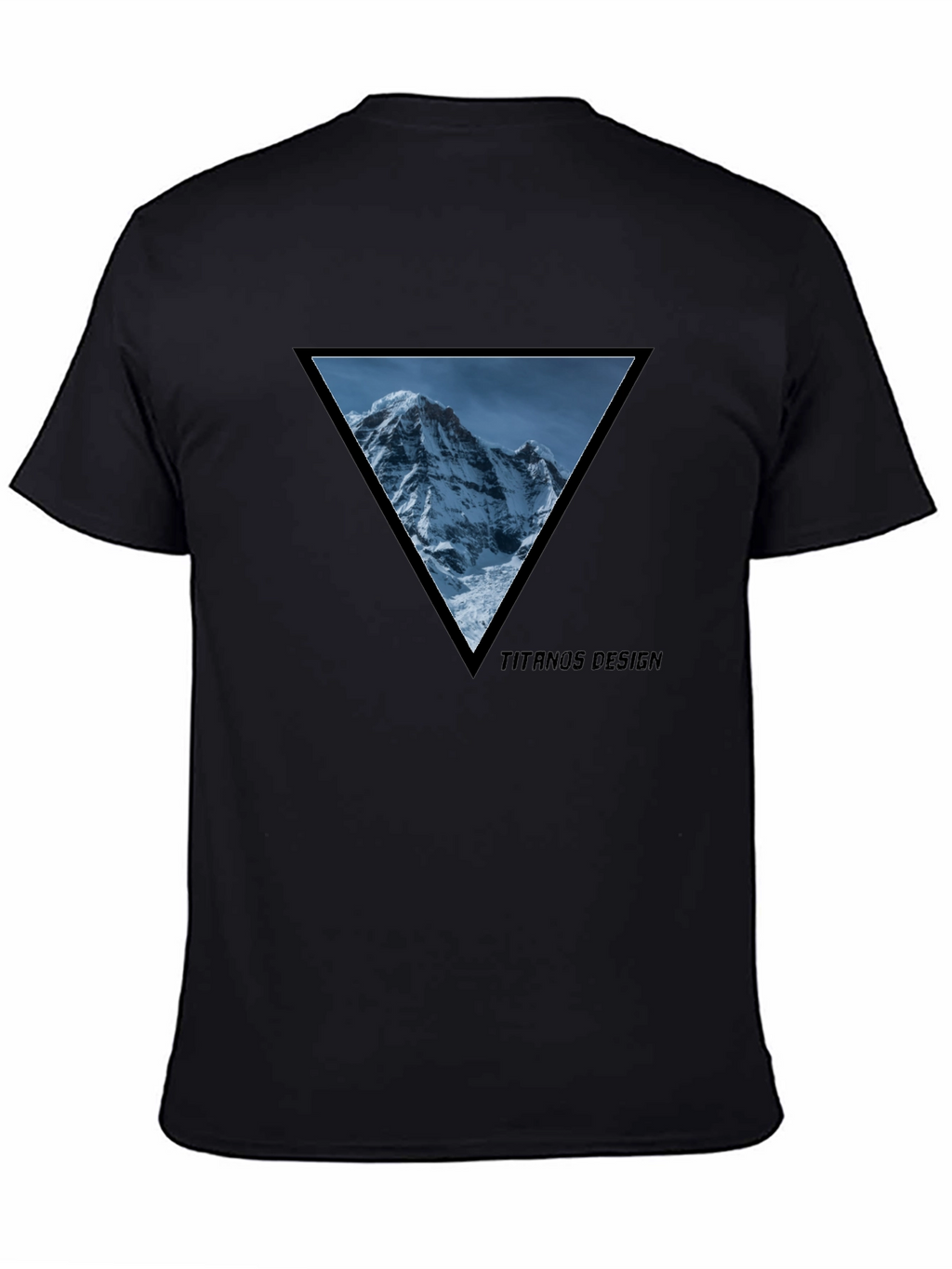 Mountain Peak Triangle Tee - Black Cotton Graphic T-Shirt