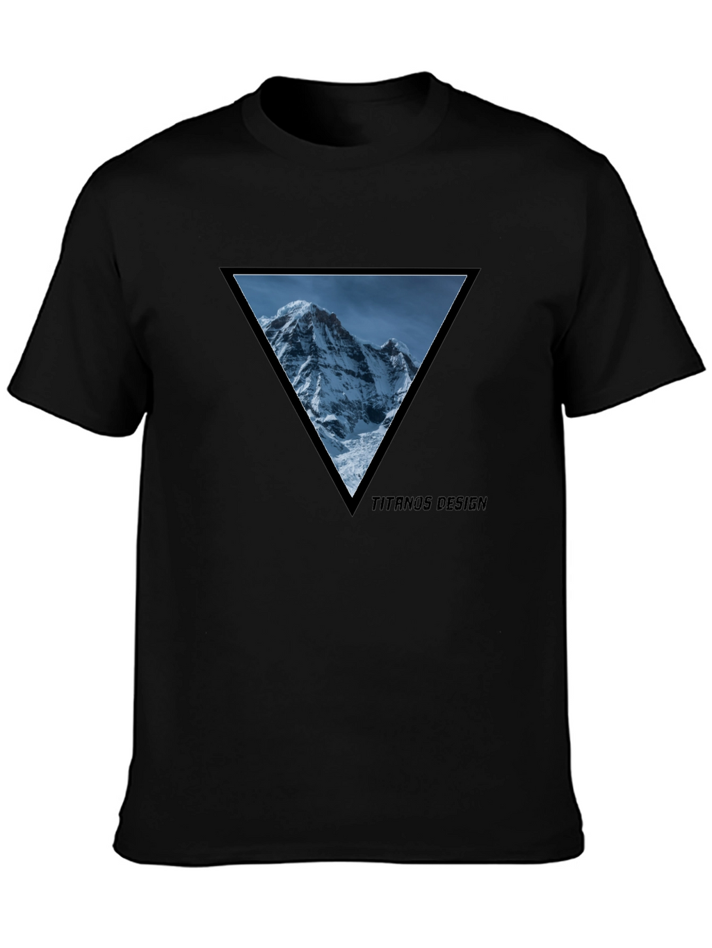 Mountain Peak Triangle Tee - Black Cotton Graphic T-Shirt