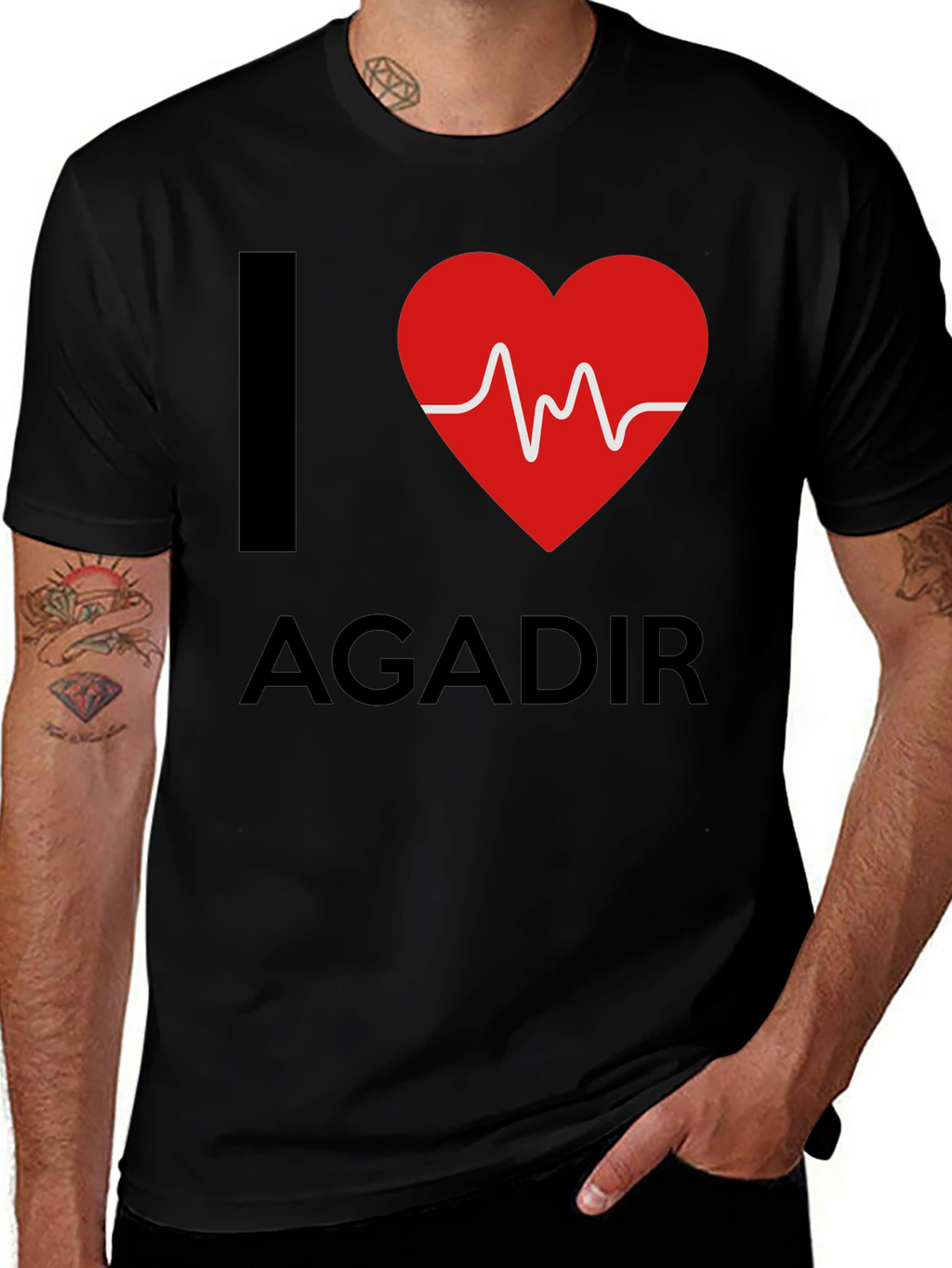 I Heart Agadir Graphic Tee - Stylish Black T-Shirt
