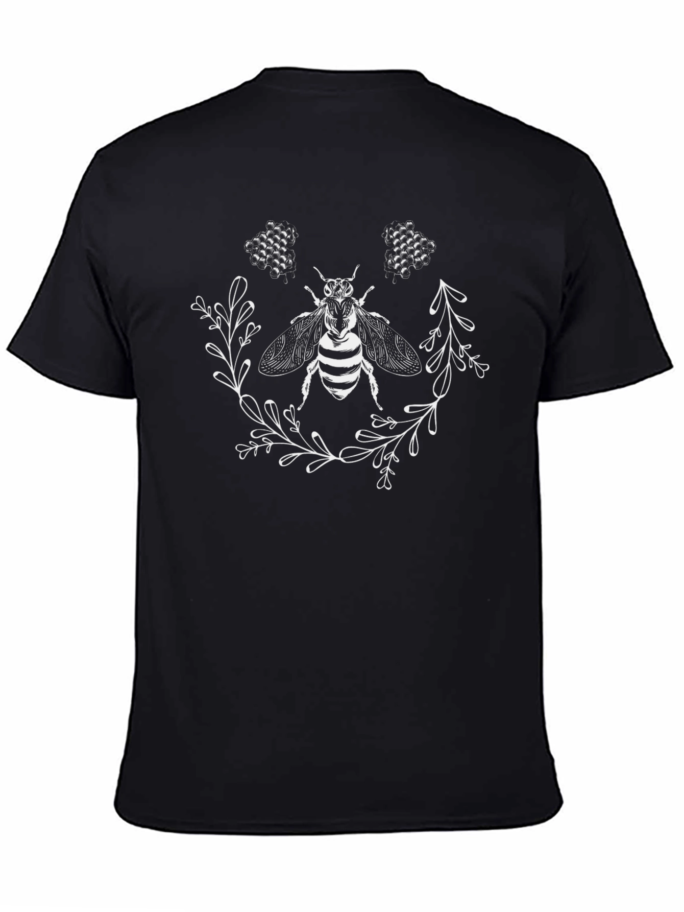 Bee Graphic Tee - Black Cotton Crew Neck