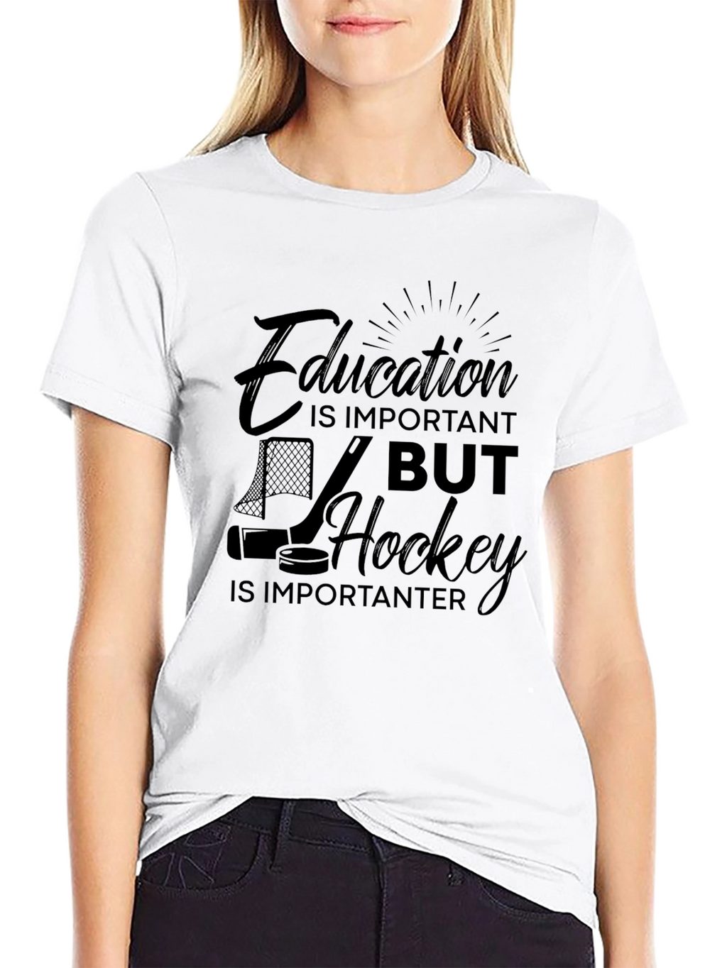 Funny Hockey T-Shirt - Education vs Hockey