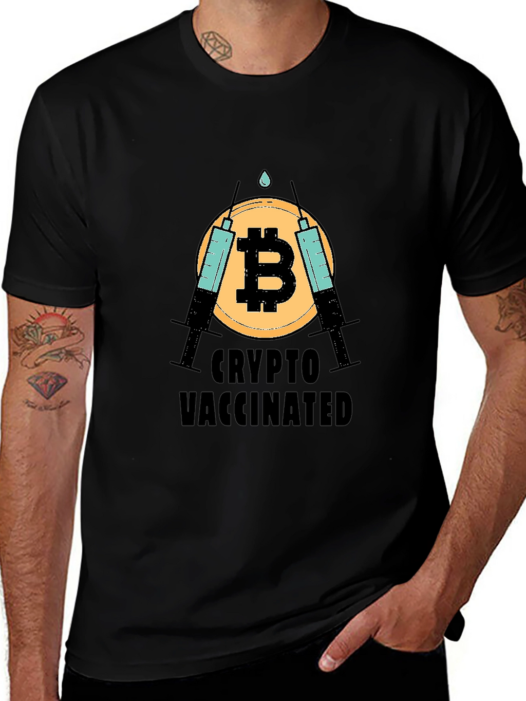 Crypto Vaccinated Bitcoin T-Shirt - Black