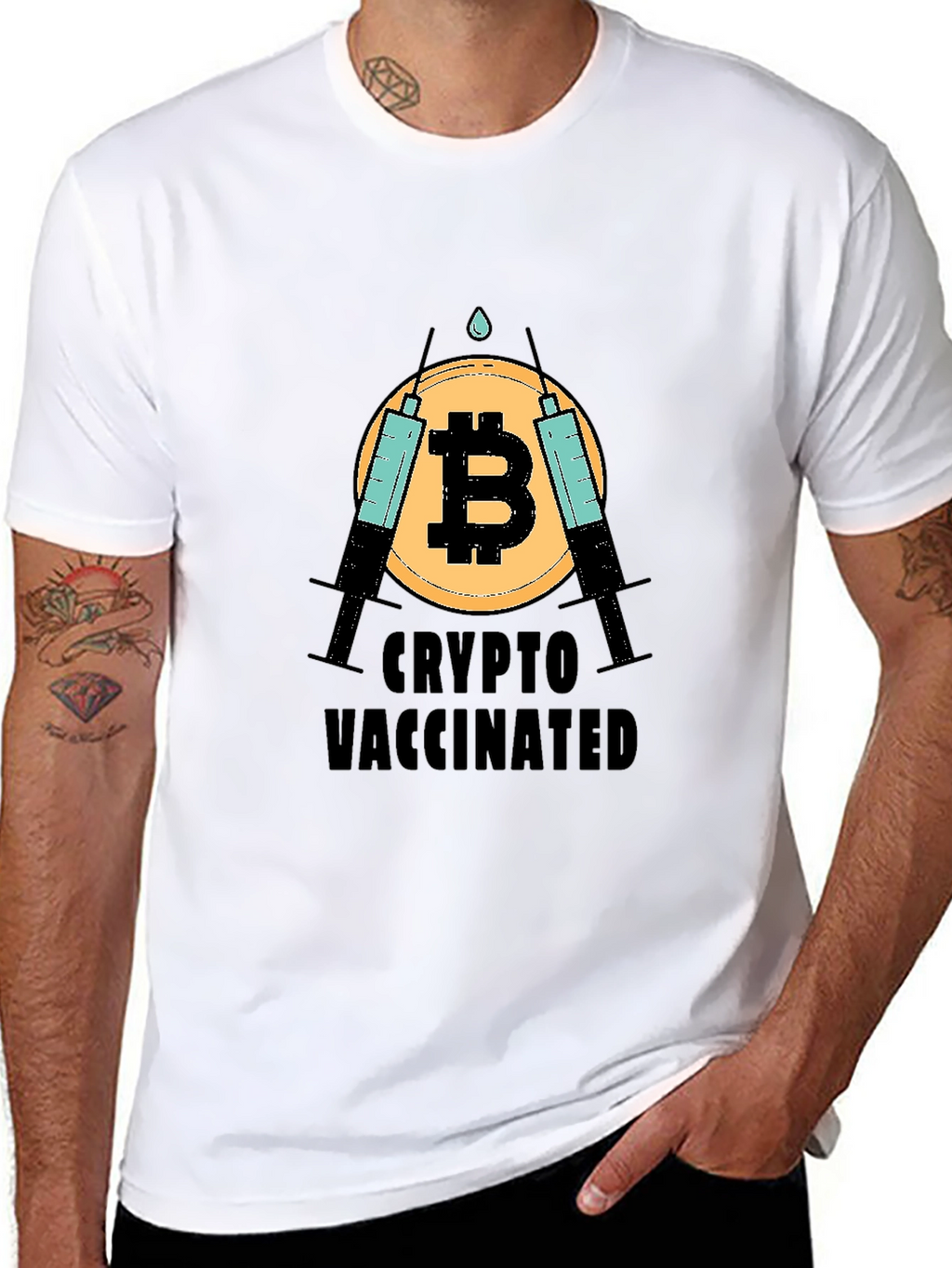 Crypto Vaccinated Bitcoin T-Shirt - Black