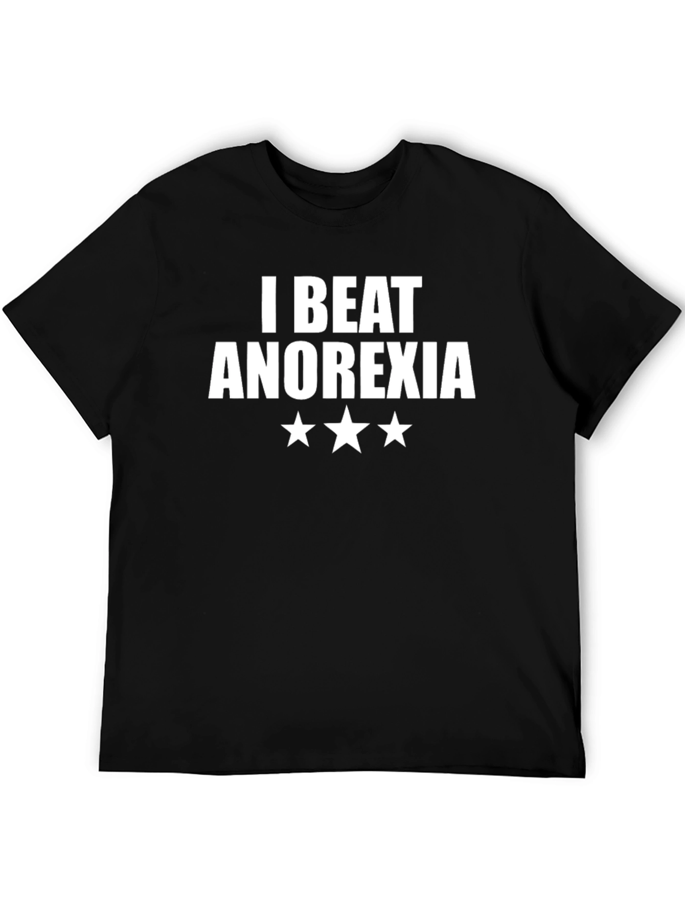 I Beat Anorexia T-Shirt Black Crew Neck Graphic Tee