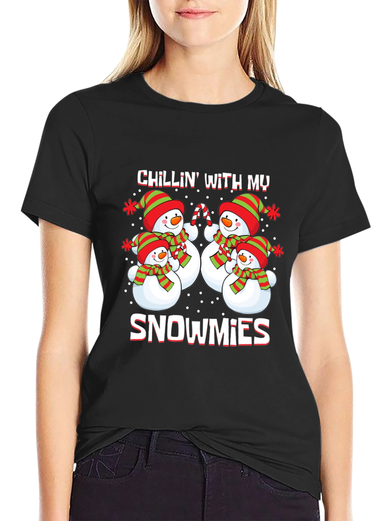 Chillin With My Snowmies Christmas Graphic Tee