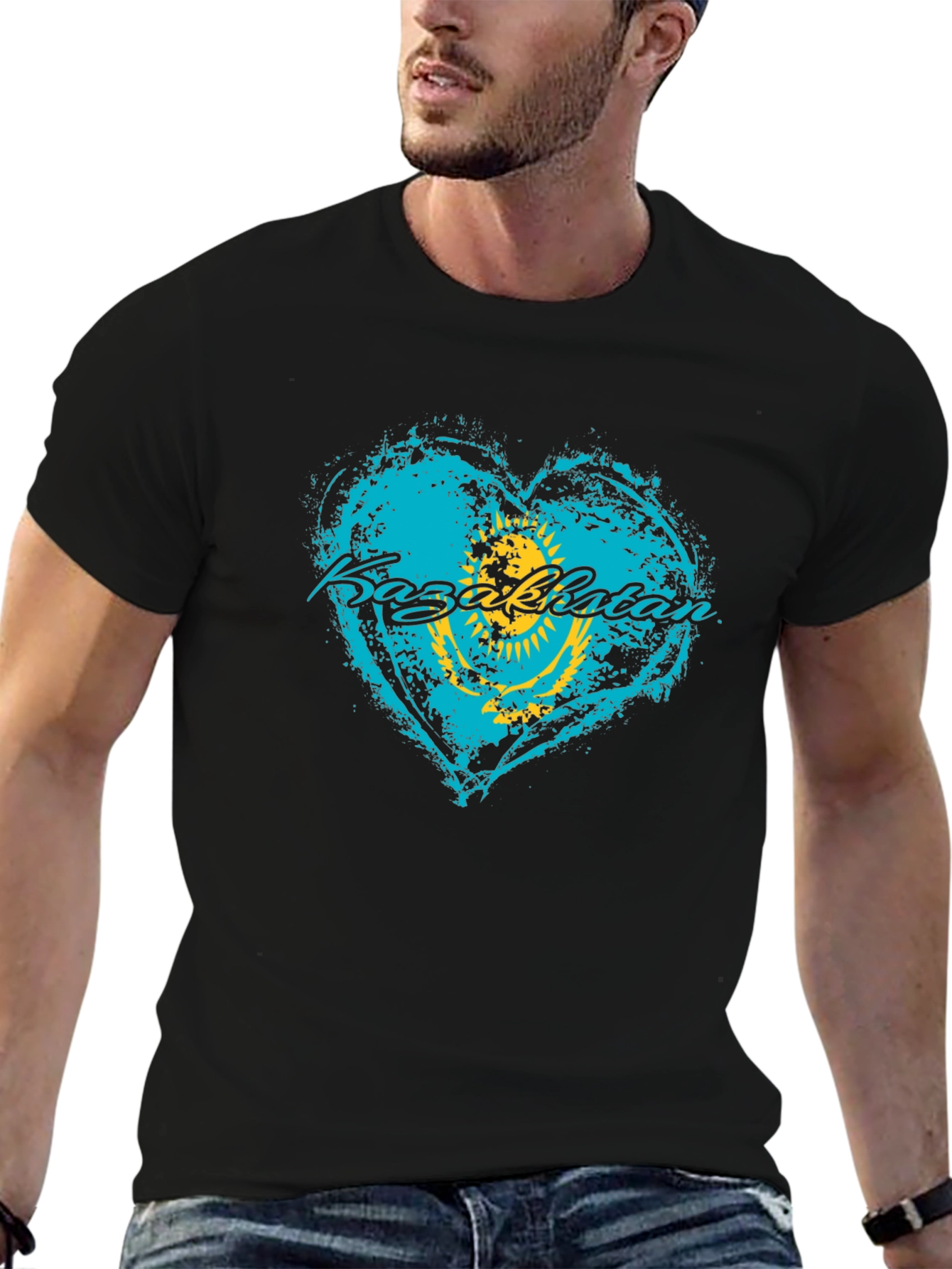 Kazakhstan Flag Heart T-Shirt