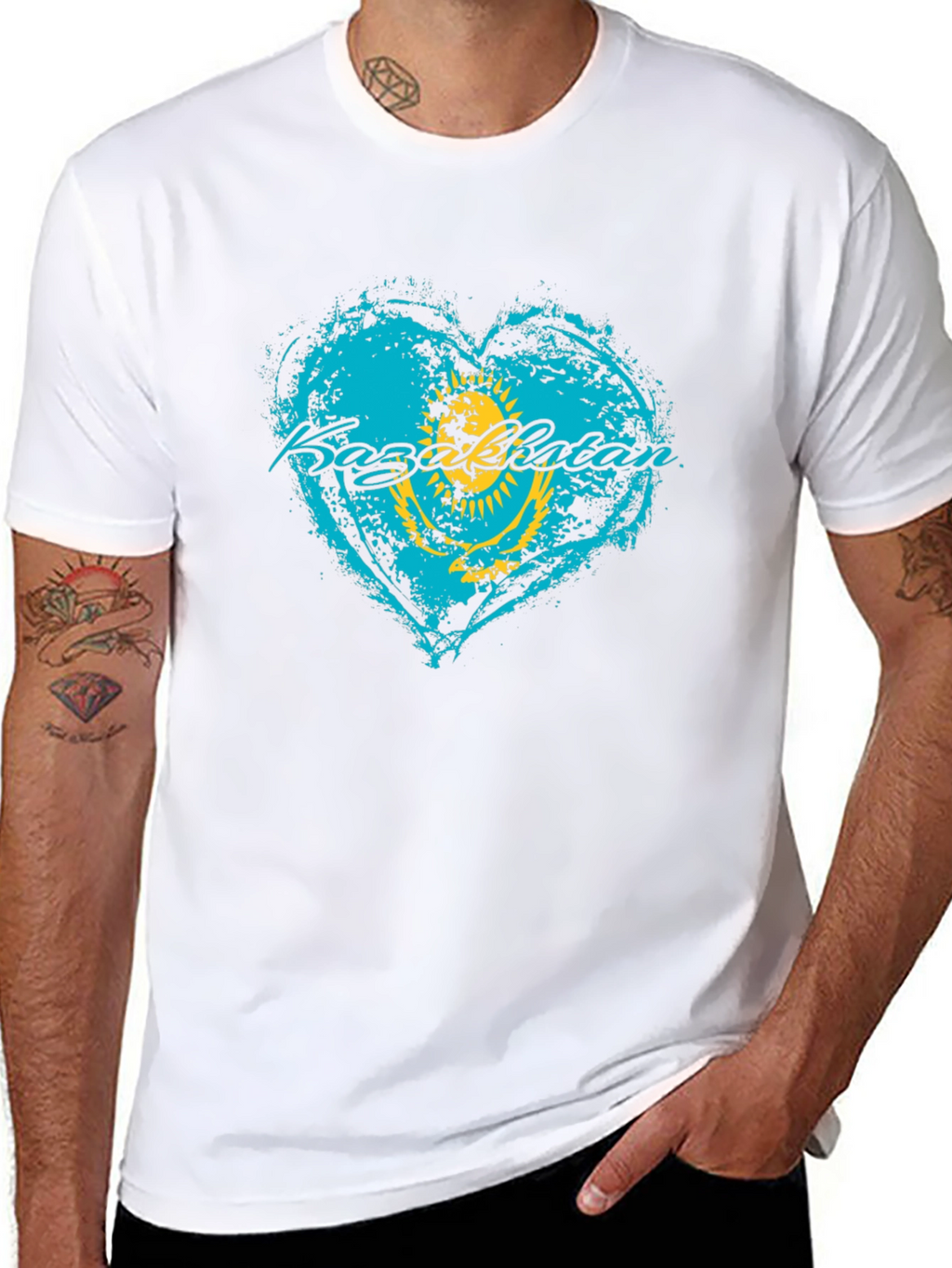 Kazakhstan Flag Heart T-Shirt