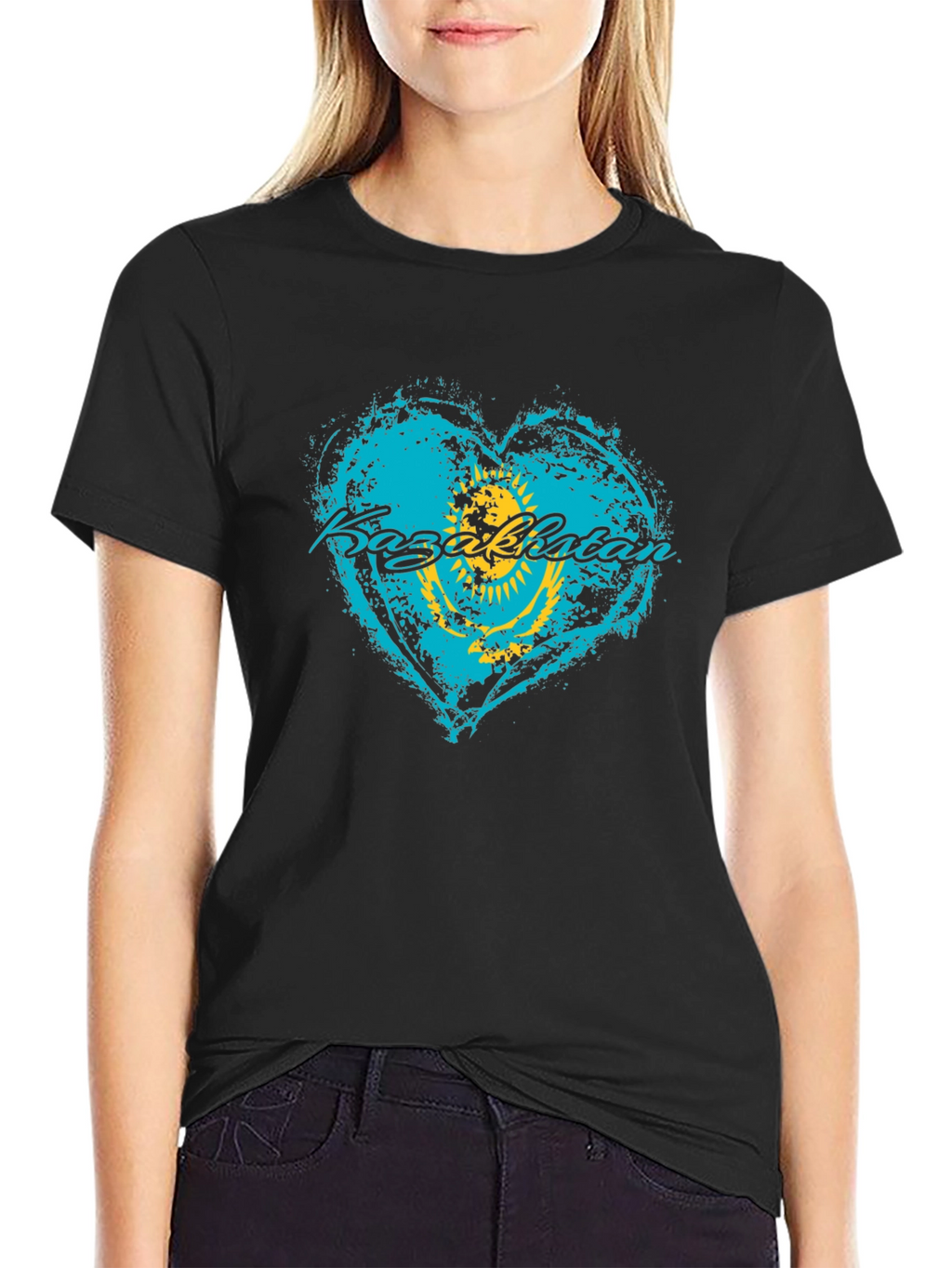Kazakhstan Flag Heart T-Shirt