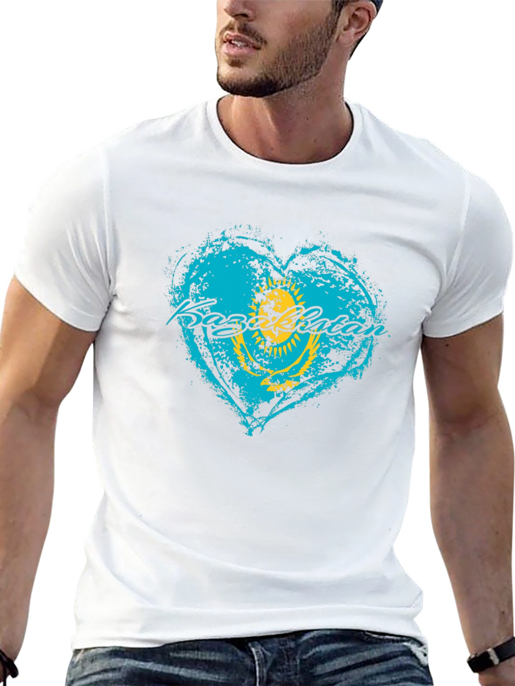 Kazakhstan Flag Heart T-Shirt