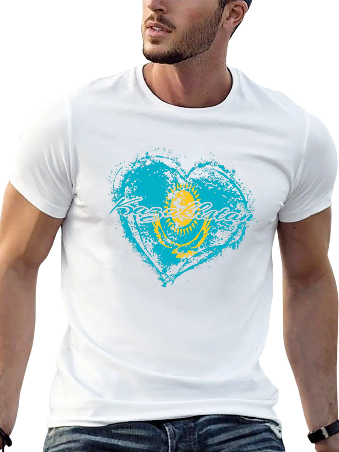 Kazakhstan Flag Heart T-Shirt
