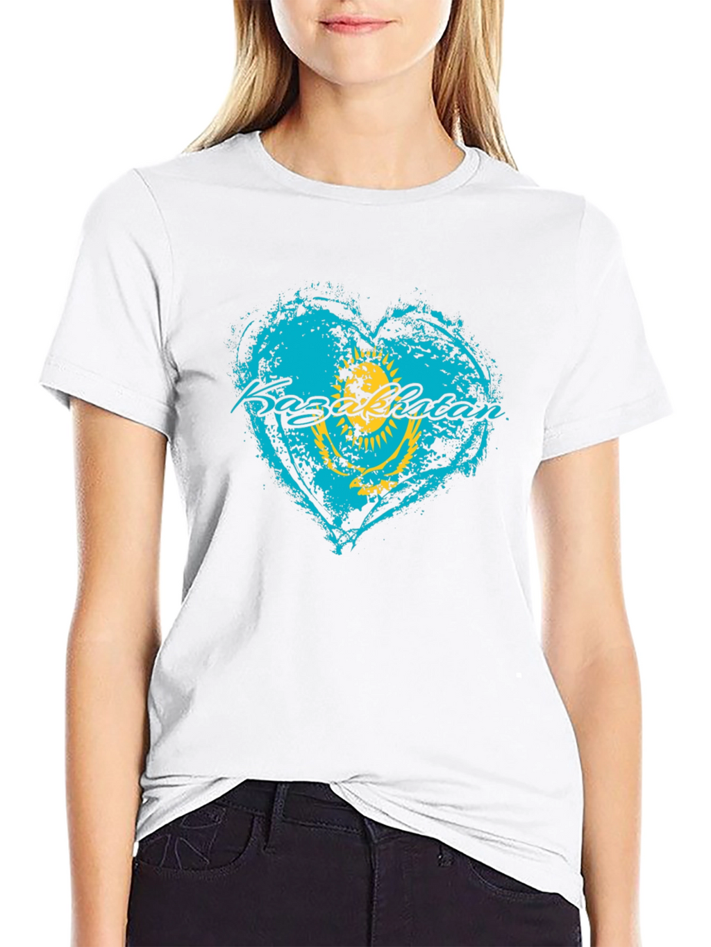 Kazakhstan Flag Heart T-Shirt