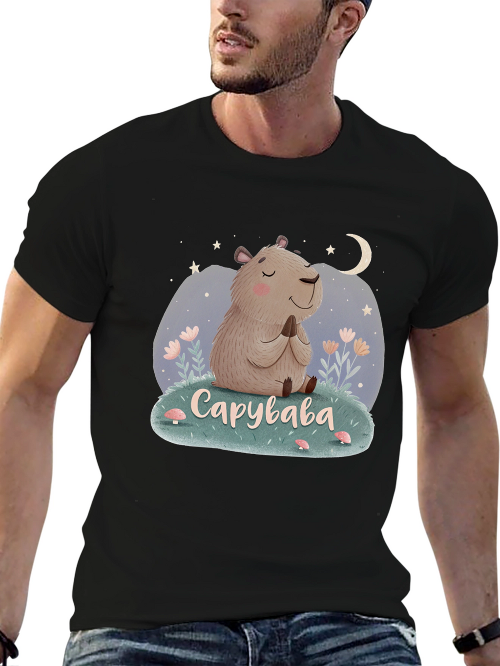 Cute Capybara Meditation T-Shirt - Relaxed Fit