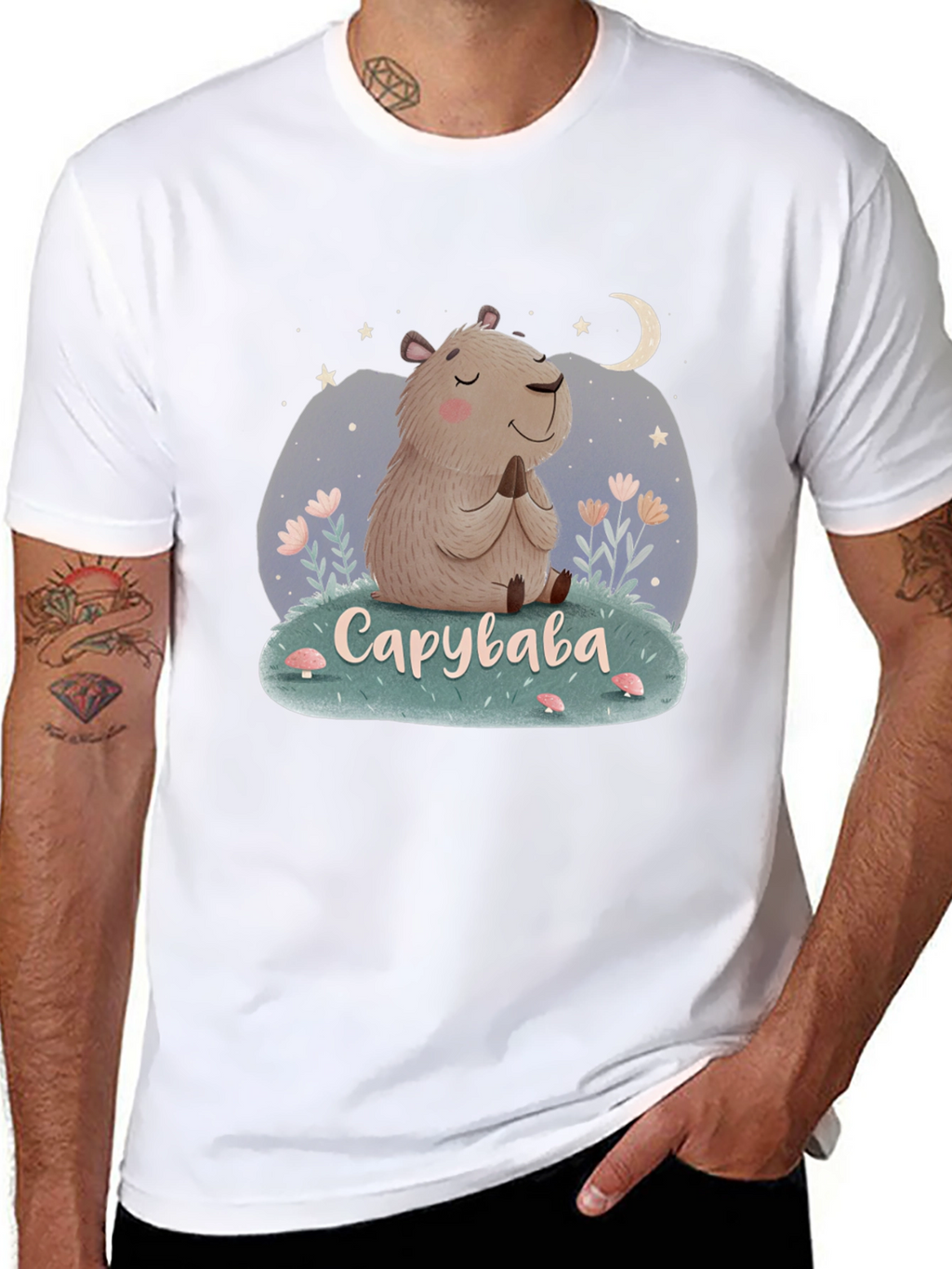 Cute Capybara Meditation T-Shirt - Relaxed Fit