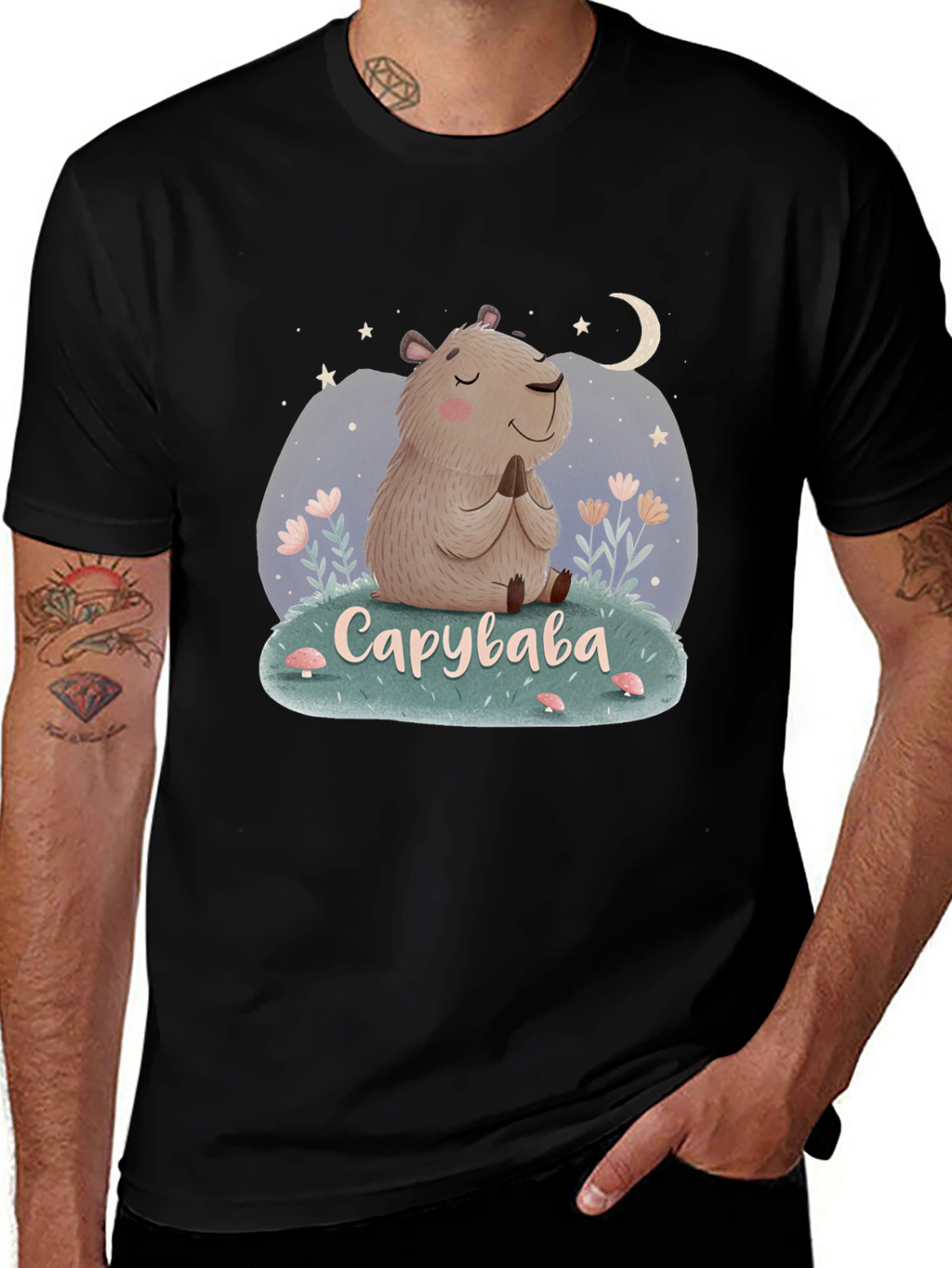 Cute Capybara Meditation T-Shirt - Relaxed Fit
