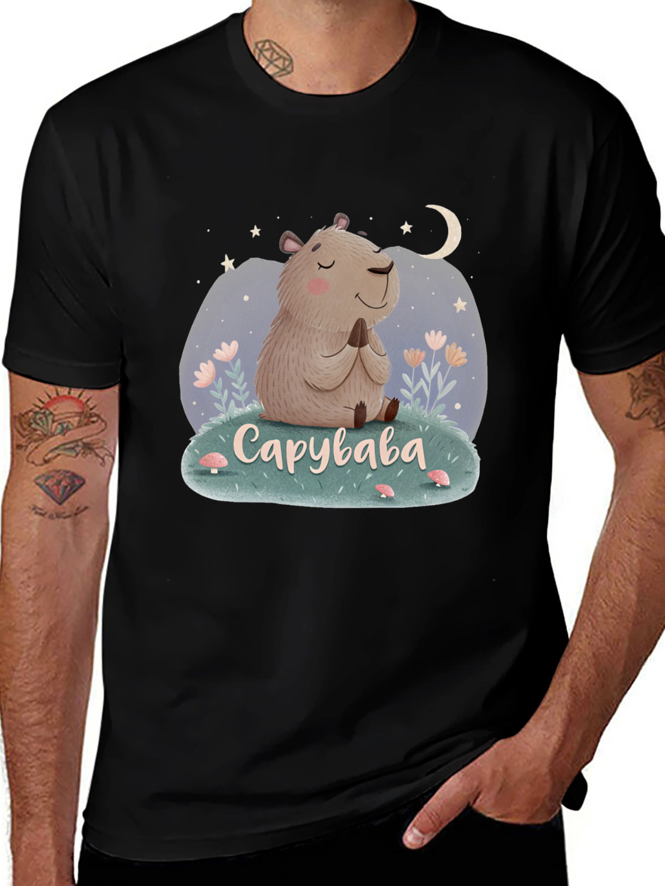 Cute Capybara Meditation T-Shirt - Relaxed Fit