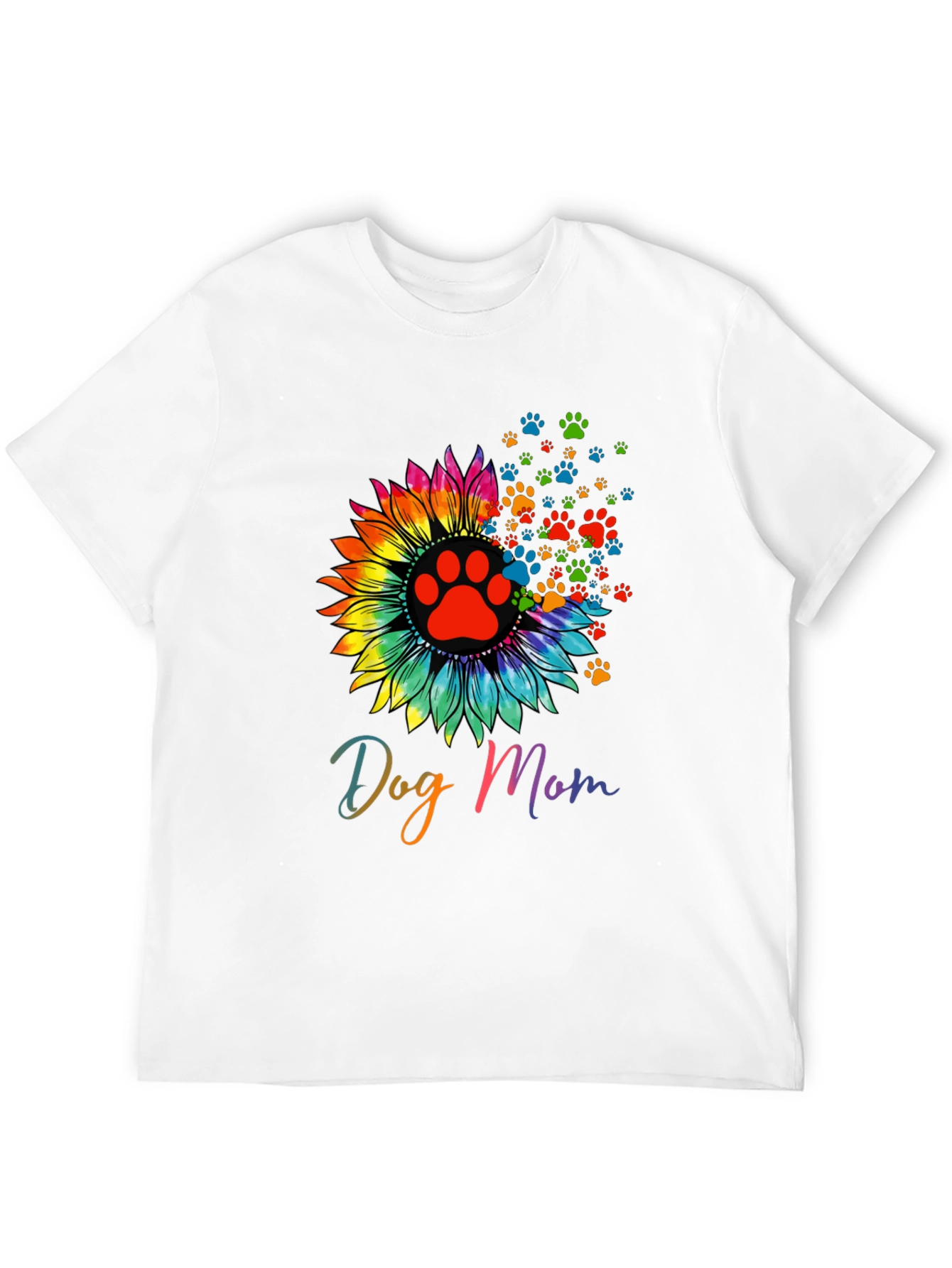Dog Mom Sunflower Paw Print Graphic Tee