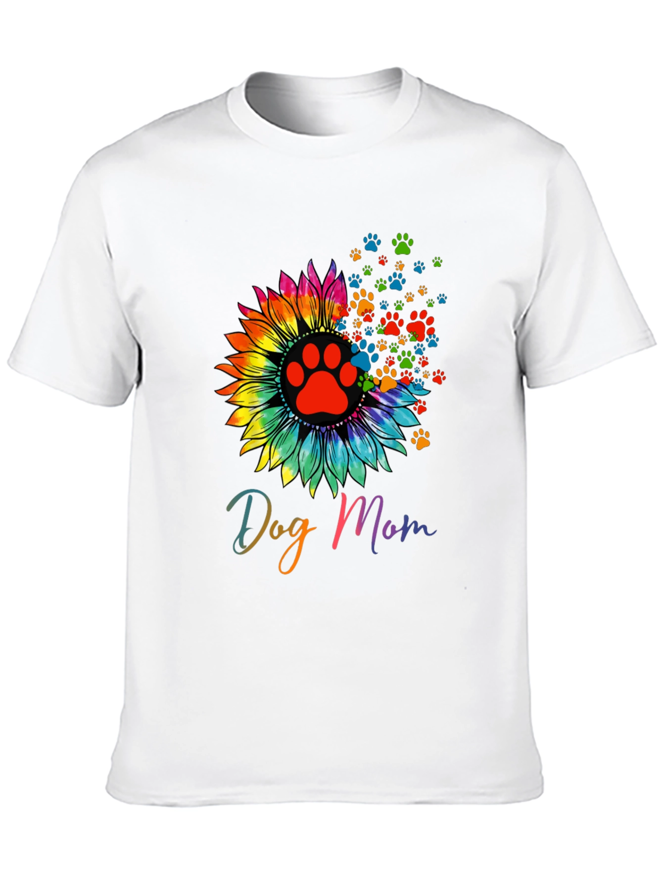 Dog Mom Sunflower Paw Print Graphic Tee