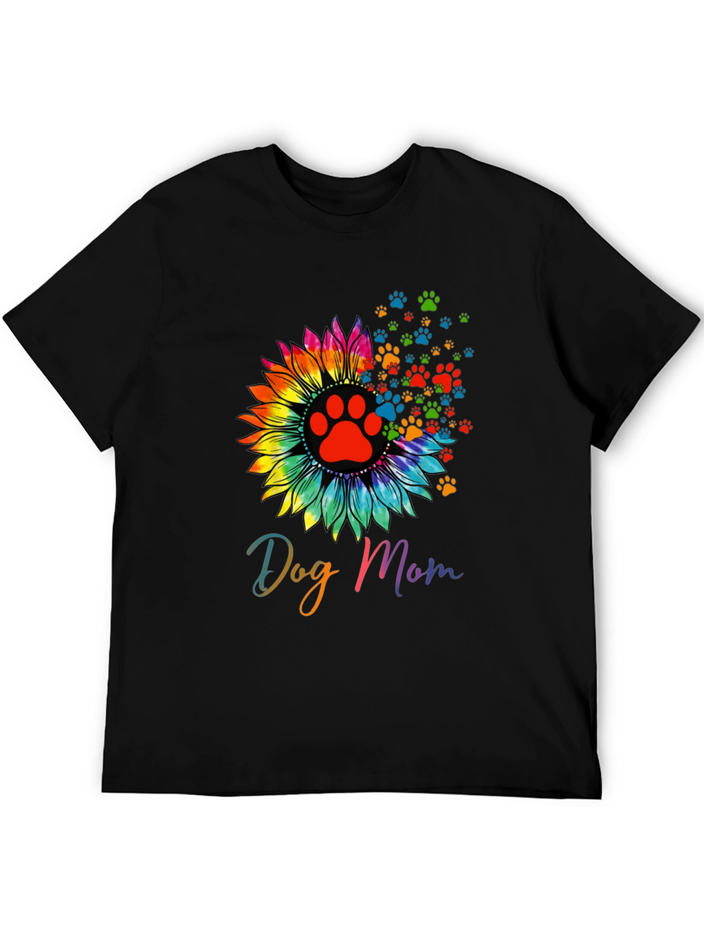 Dog Mom Sunflower Paw Print Graphic Tee