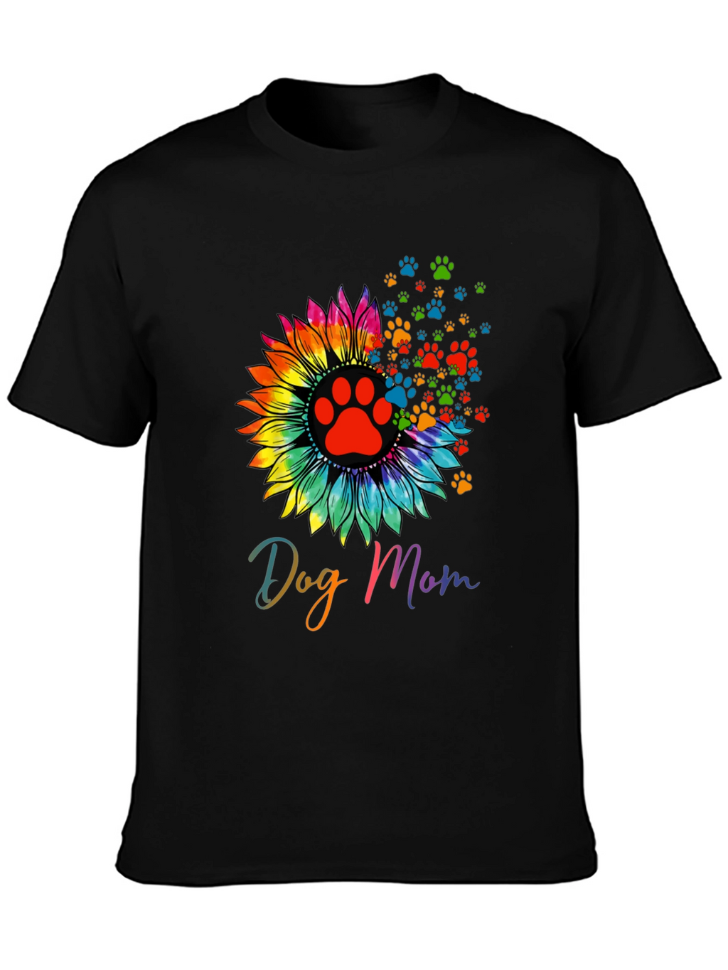Dog Mom Sunflower Paw Print Graphic Tee