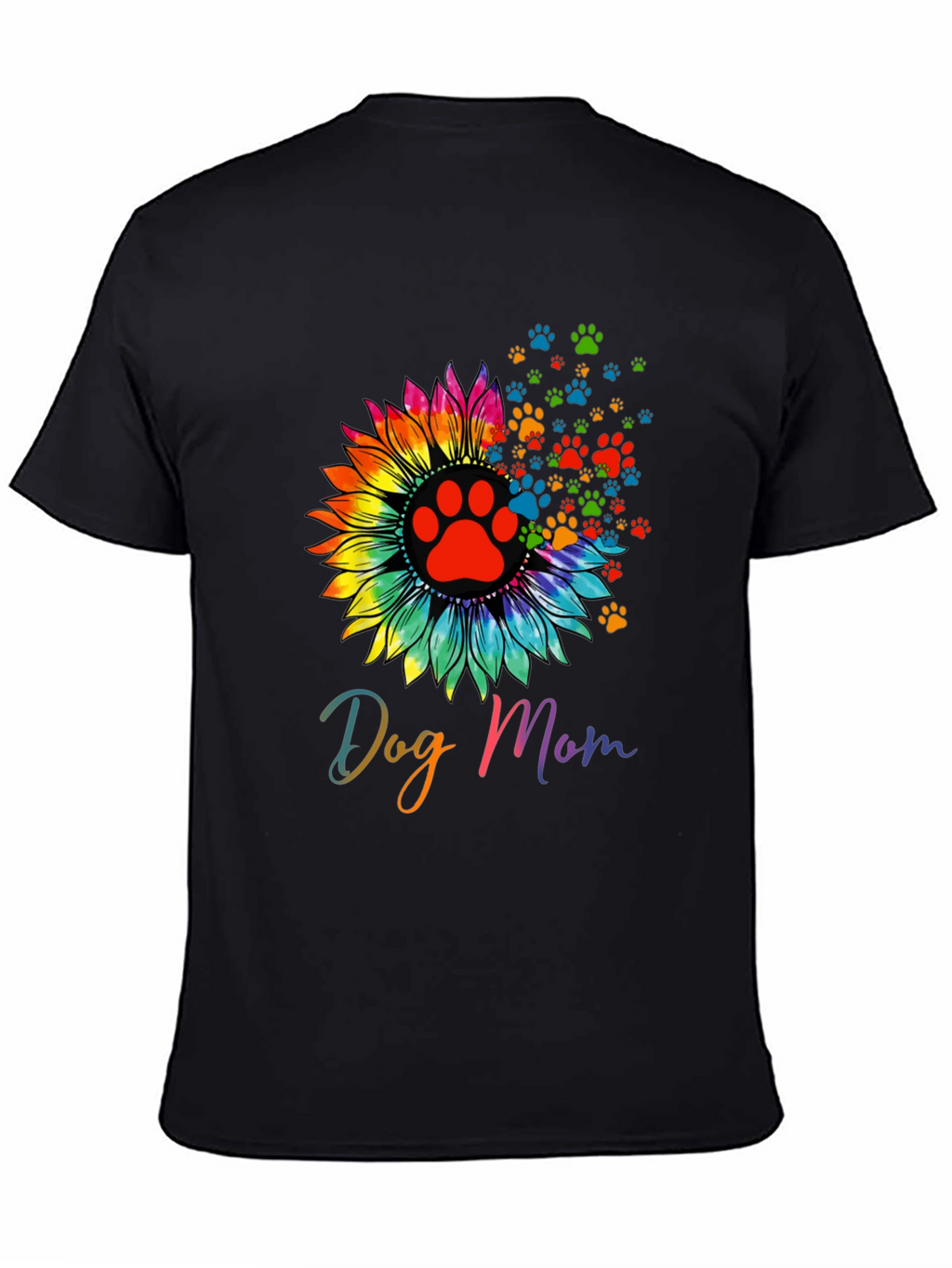 Dog Mom Sunflower Paw Print Graphic Tee