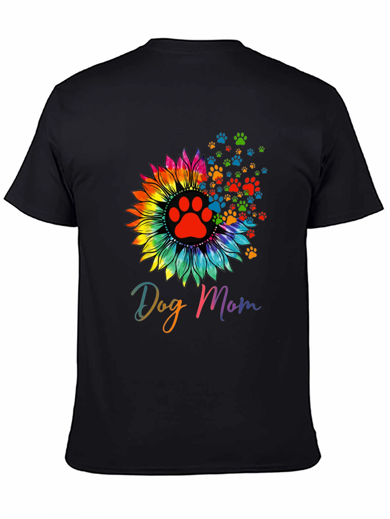 Dog Mom Sunflower Paw Print Graphic Tee