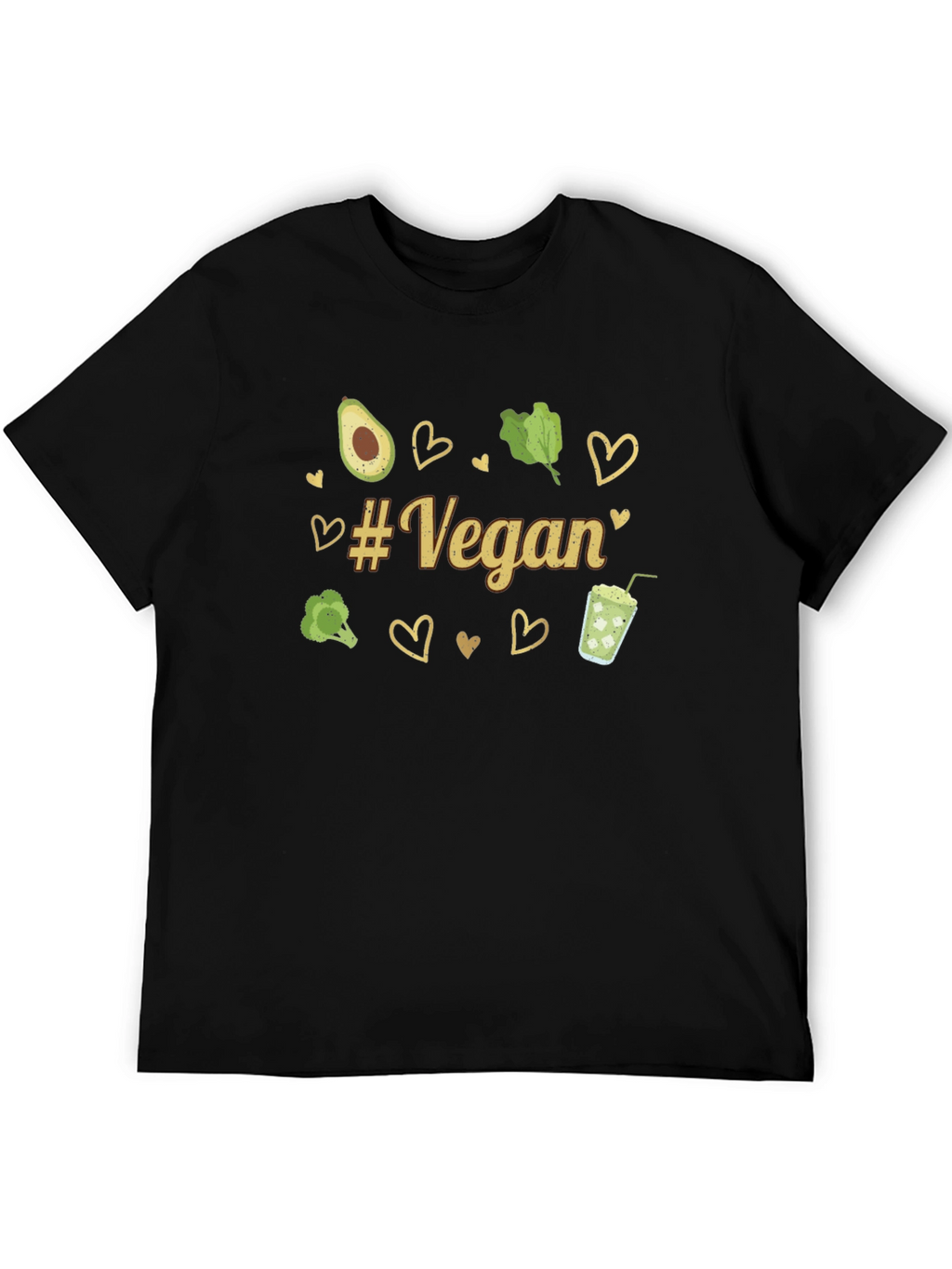 Vegan Graphic Tee - Avocado Broccoli Hearts