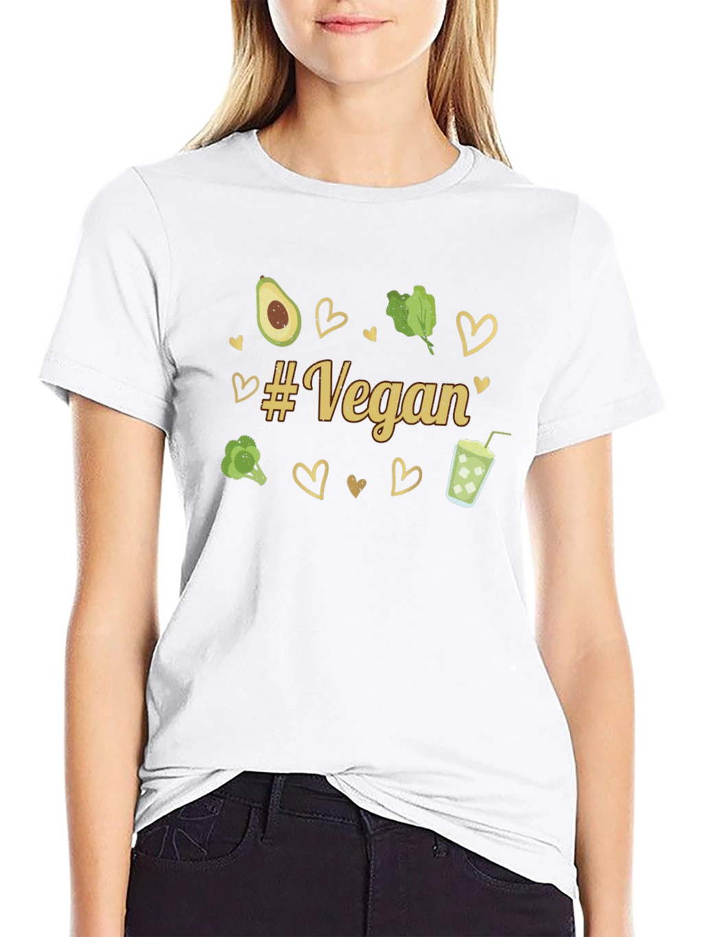 Vegan Graphic Tee - Avocado Broccoli Hearts