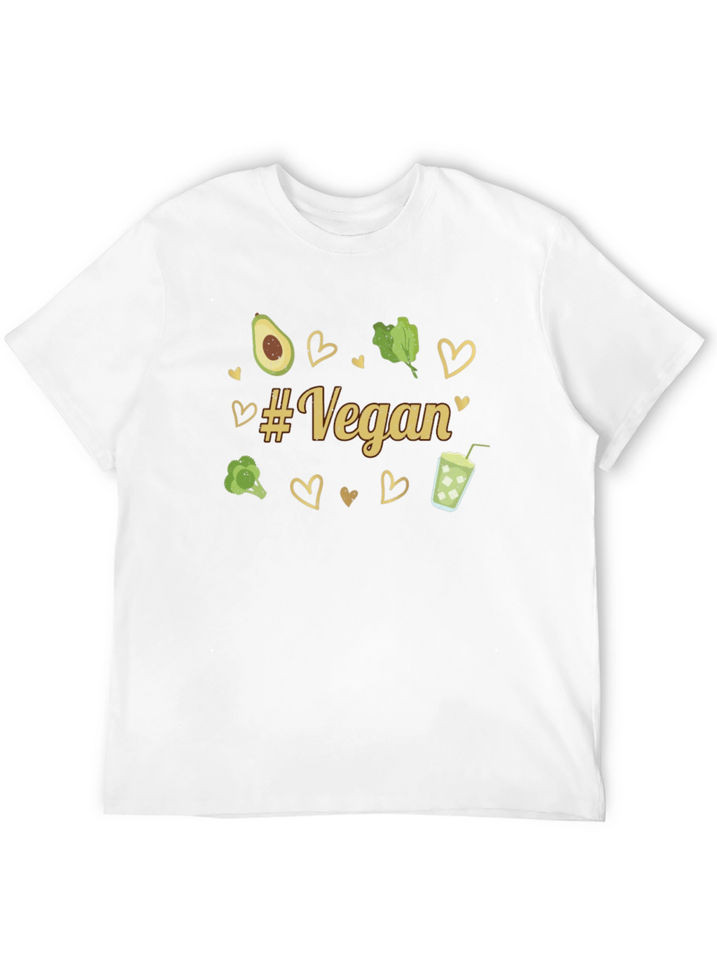 Vegan Graphic Tee - Avocado Broccoli Hearts
