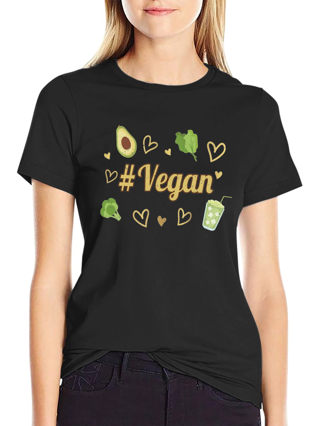 Vegan Graphic Tee - Avocado Broccoli Hearts