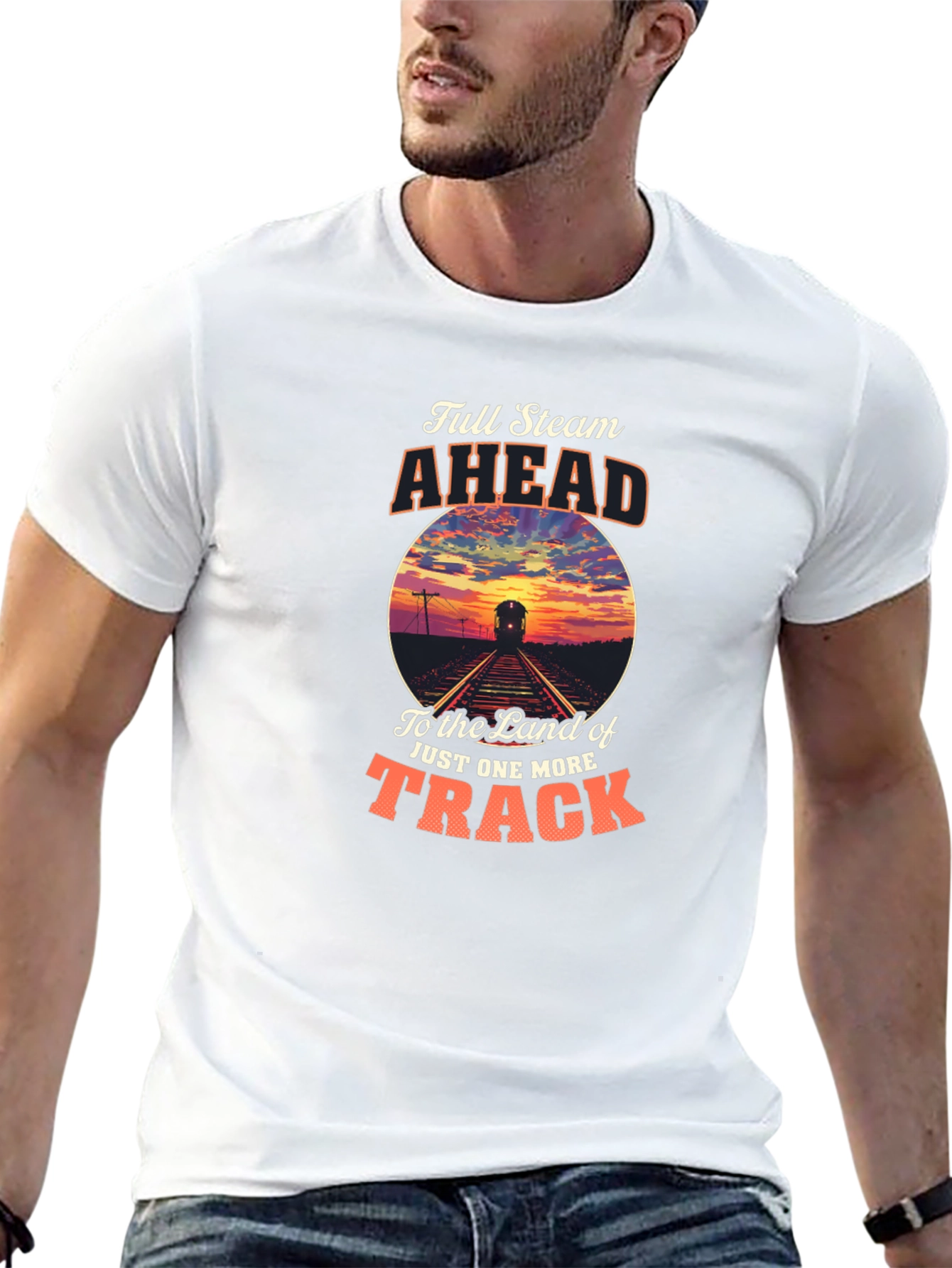 Full Steam Ahead Train Graphic T-Shirt