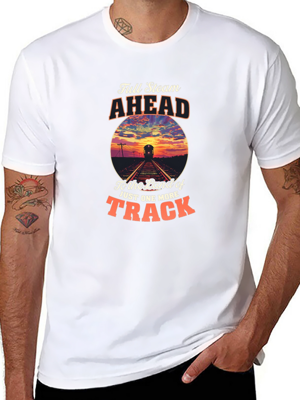 Full Steam Ahead Train Graphic T-Shirt