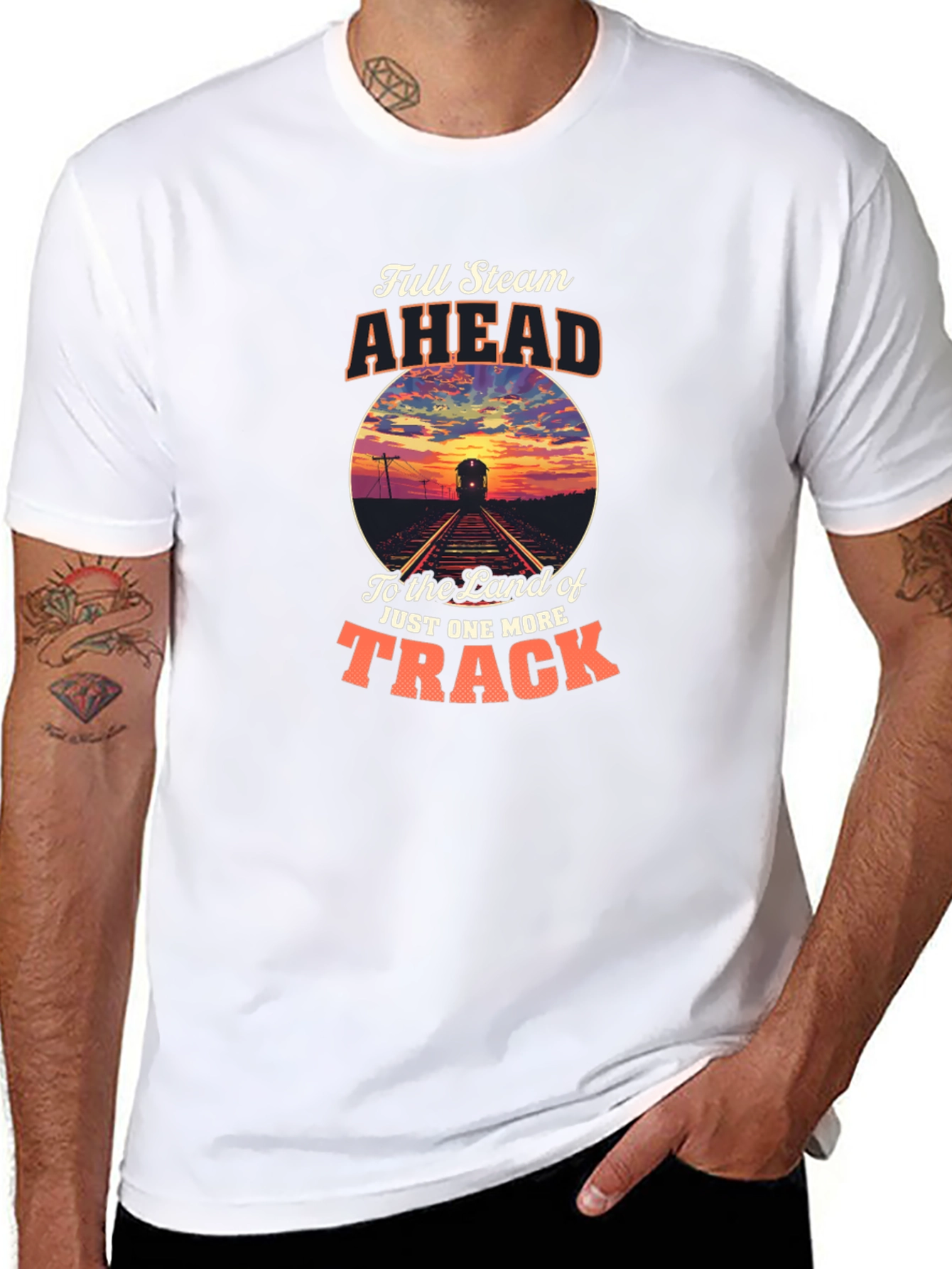 Full Steam Ahead Train Graphic T-Shirt